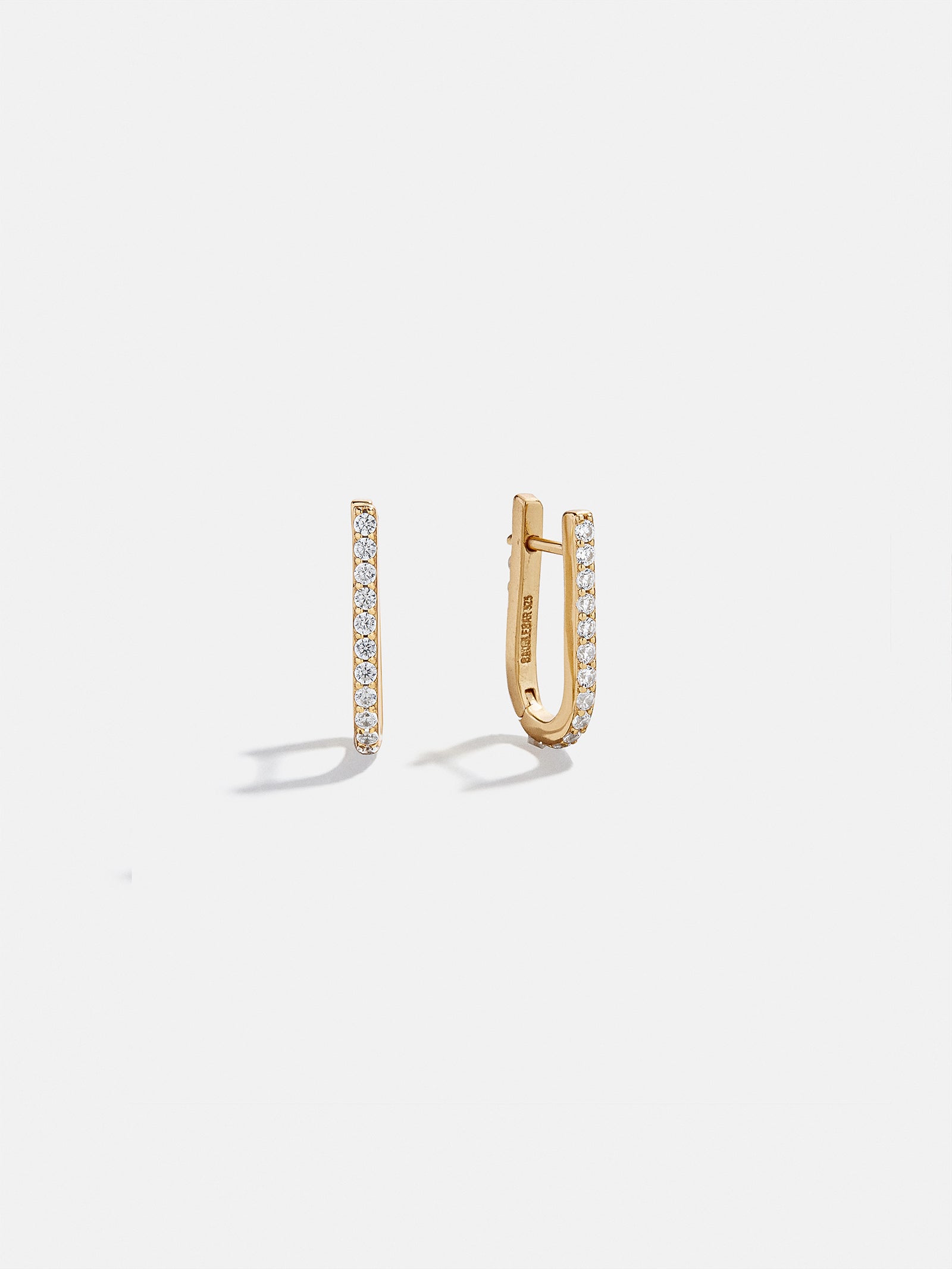 Elise 18K Gold Paperclip Earrings - Gold/Pavé-Blues Comming
