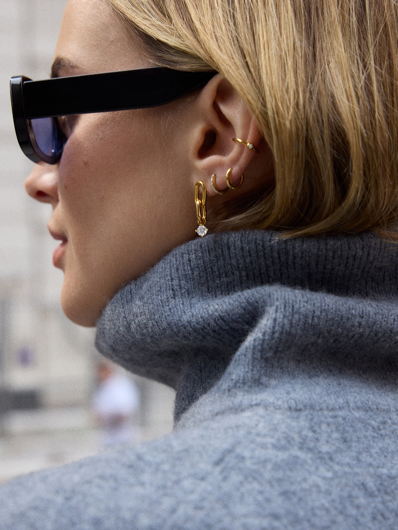 Heather 18K Gold Earrings - Gold/Pavé-Blues Comming