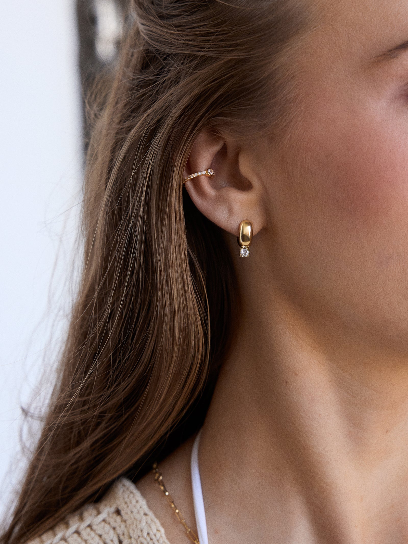 Kourtney Huggie Earrings - Kourtney Gold Plated Brass Earrings