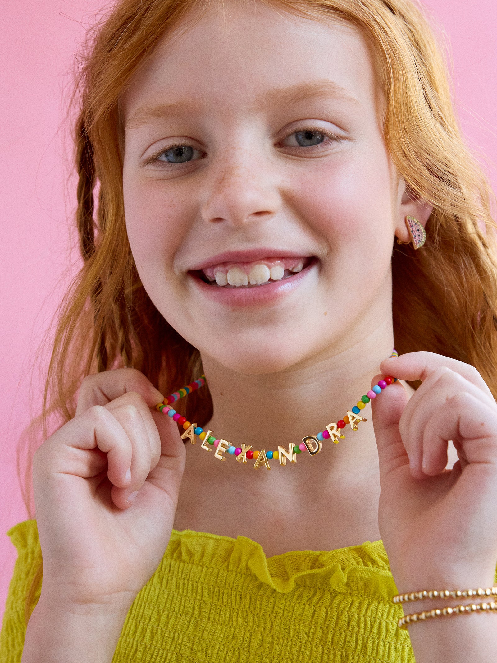 Bead Mine Kids' Custom Name Necklace - Dark Multi-Blues Comming