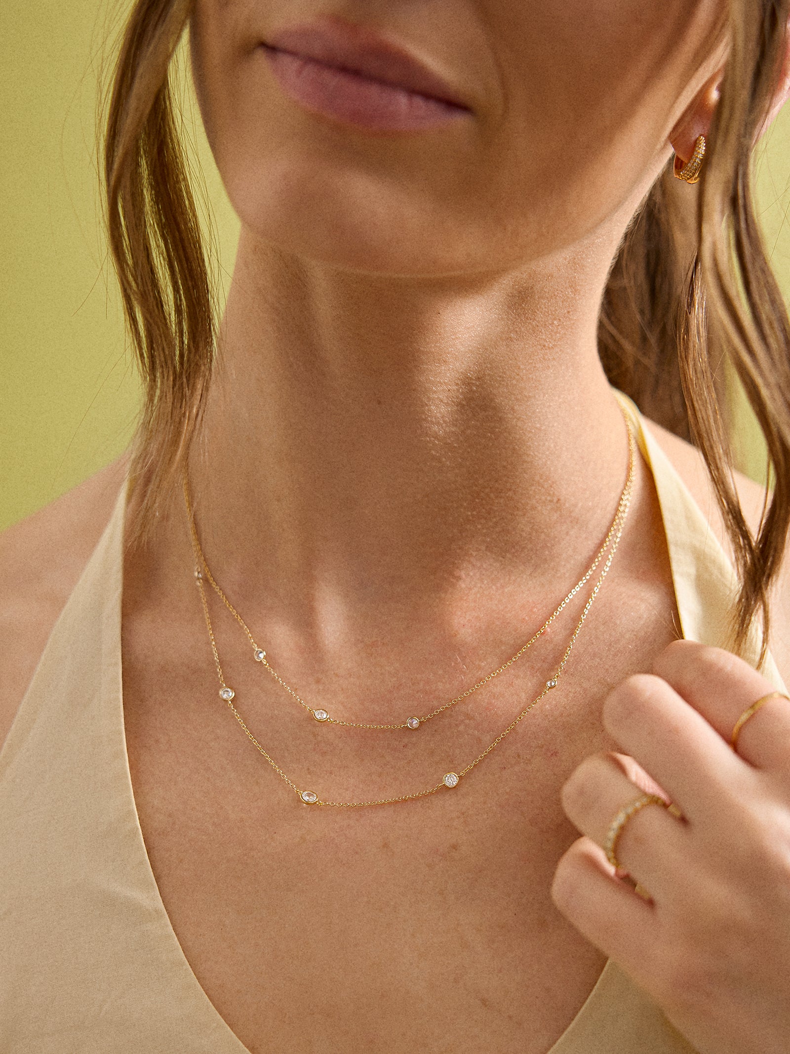 Cierra 18K Gold Layered Necklace - Gold/Pavé-Blues Comming