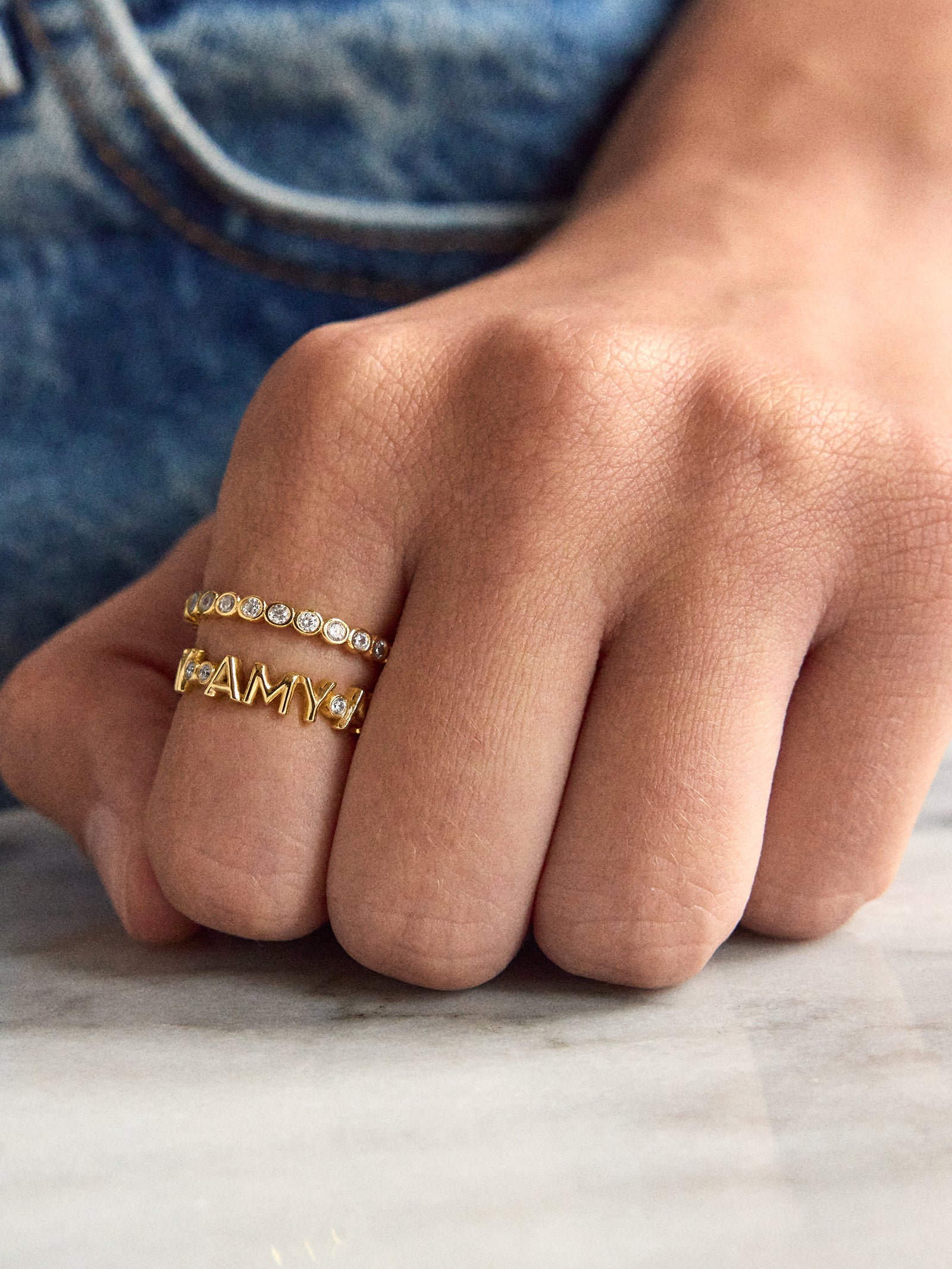 Amalie 18K Gold Ring - Gold/Pavé-Blues Comming