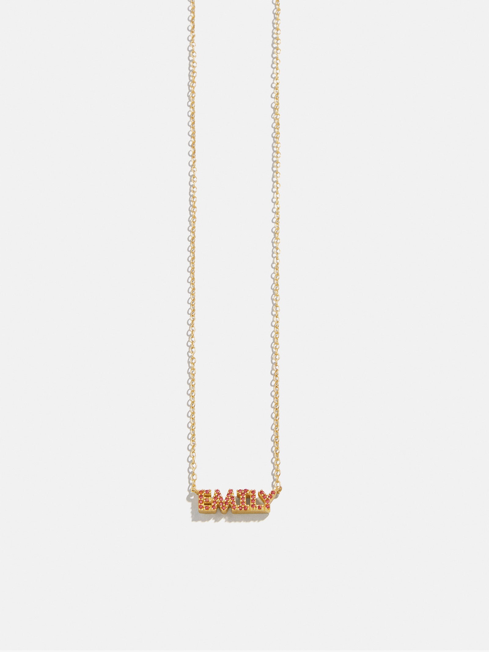 18K Gold Birthstone Custom Nameplate Necklace - Garnet-Blues Comming
