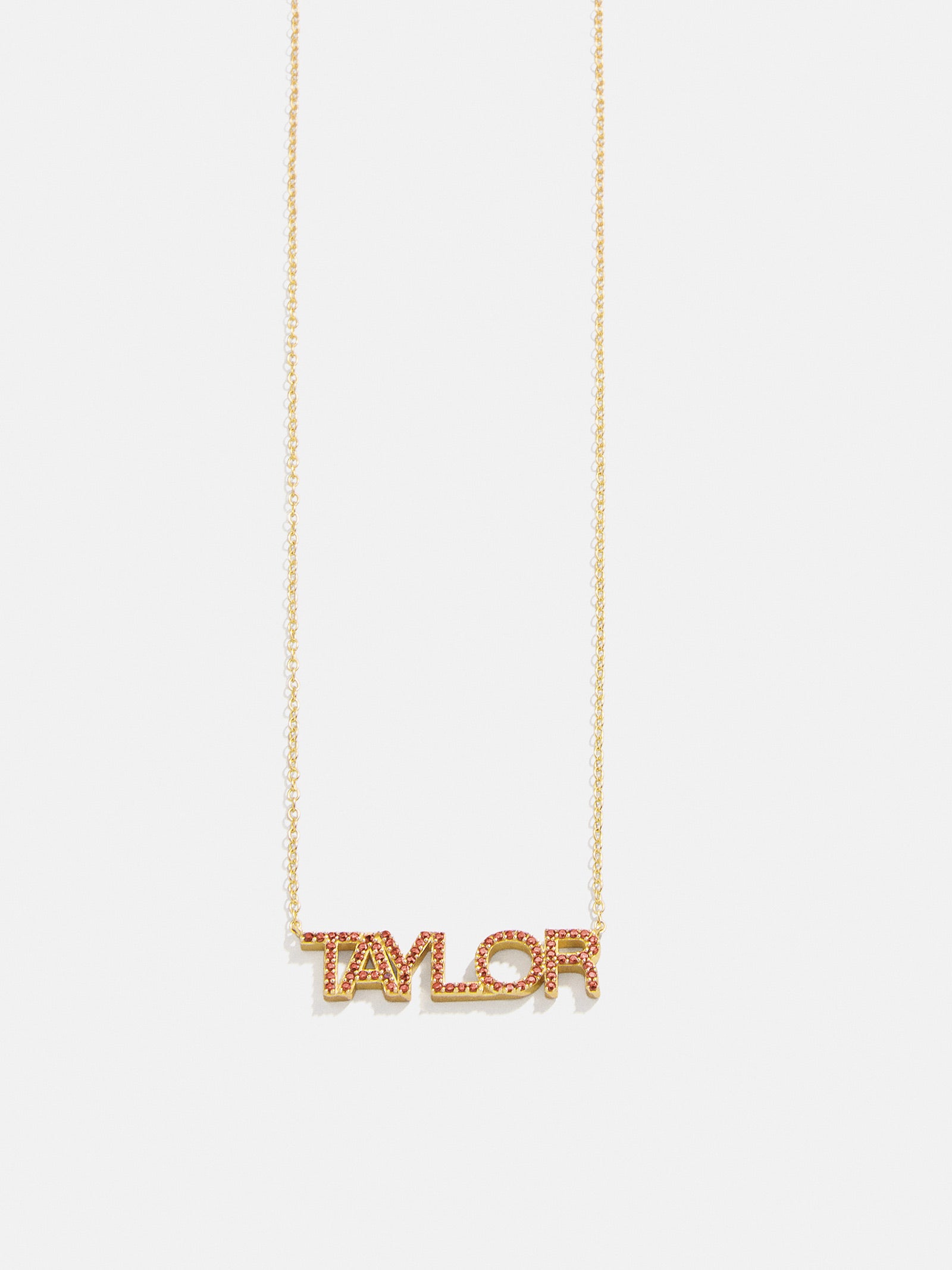 18K Gold Birthstone Custom Nameplate Necklace - Garnet-Blues Comming