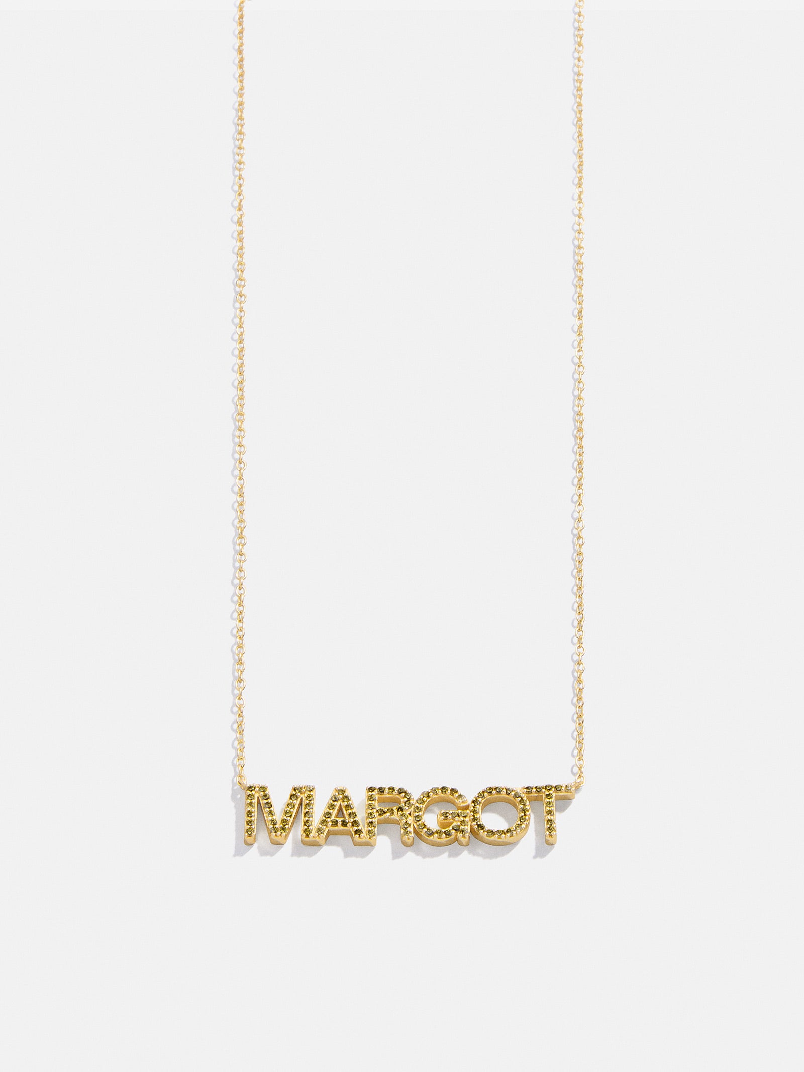 18K Gold Birthstone Custom Nameplate Necklace - Peridot-Blues Comming