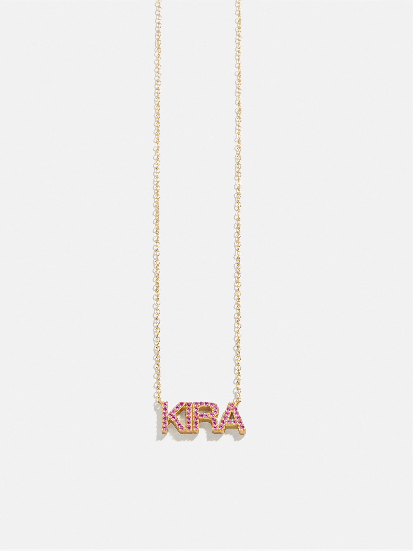 18K Gold Birthstone Custom Nameplate Necklace - Rose-Blues Comming