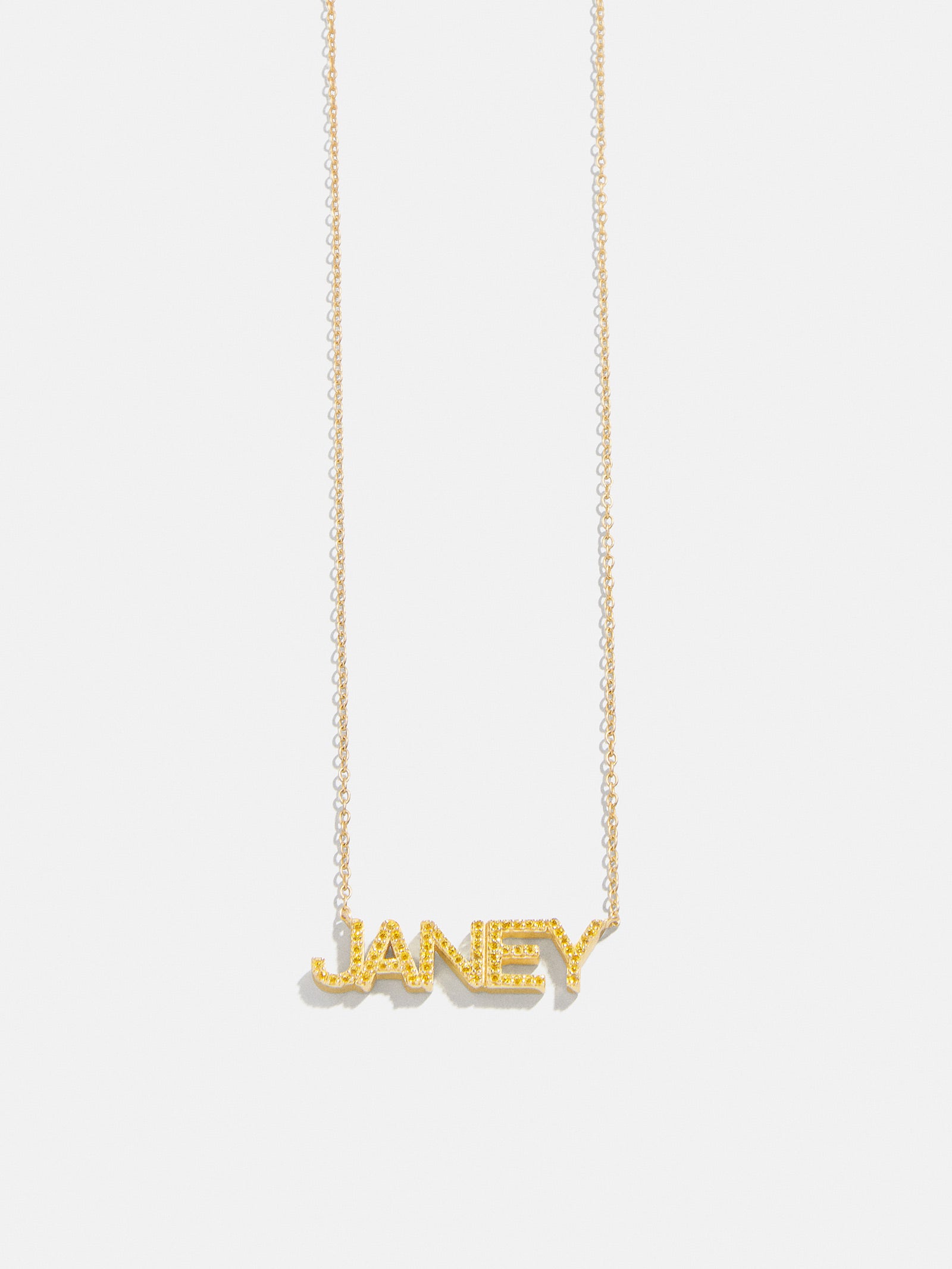 18K Gold Birthstone Custom Nameplate Necklace - Topaz-Blues Comming