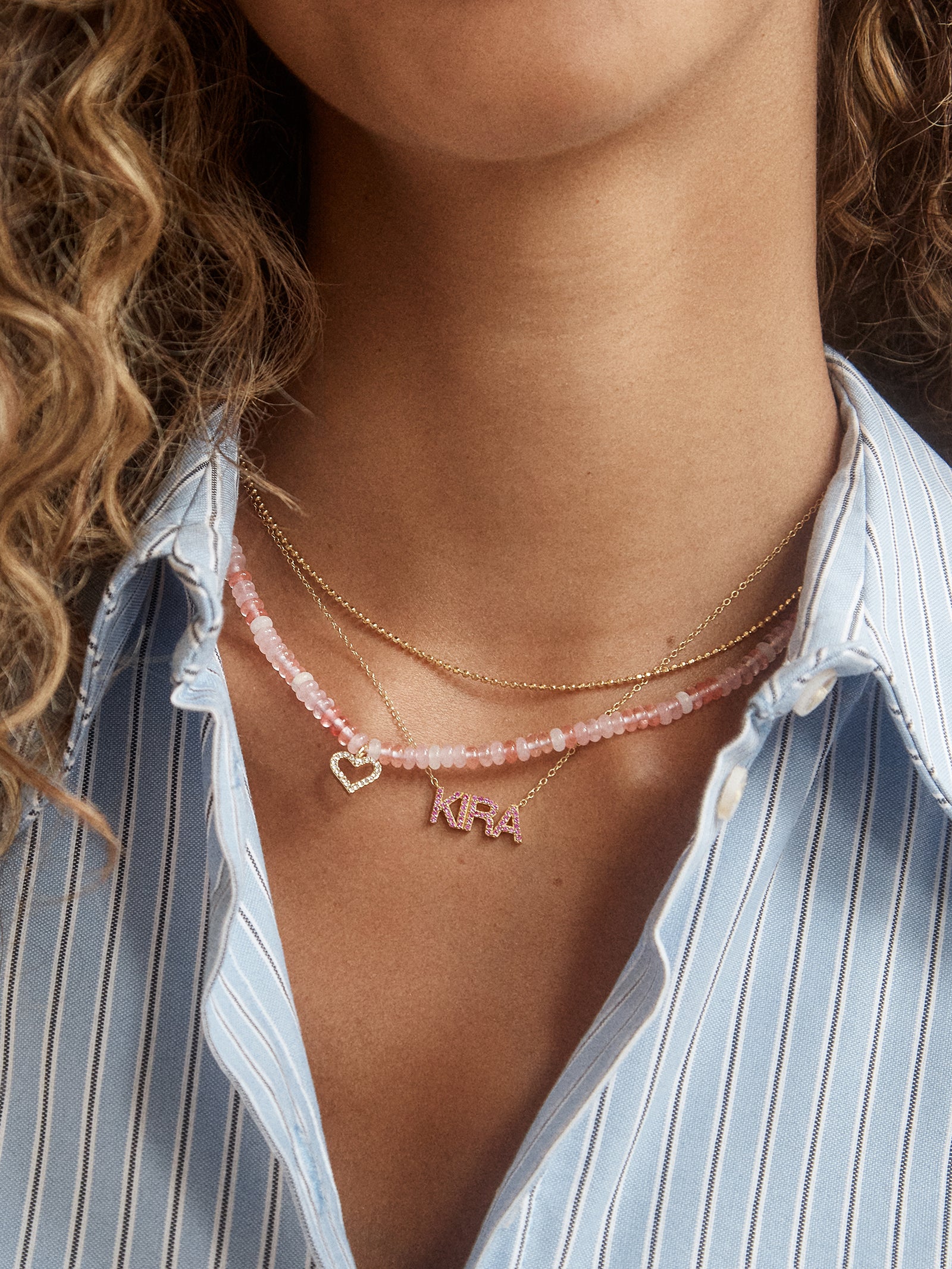 18K Gold Birthstone Custom Nameplate Necklace - Emerald-Blues Comming