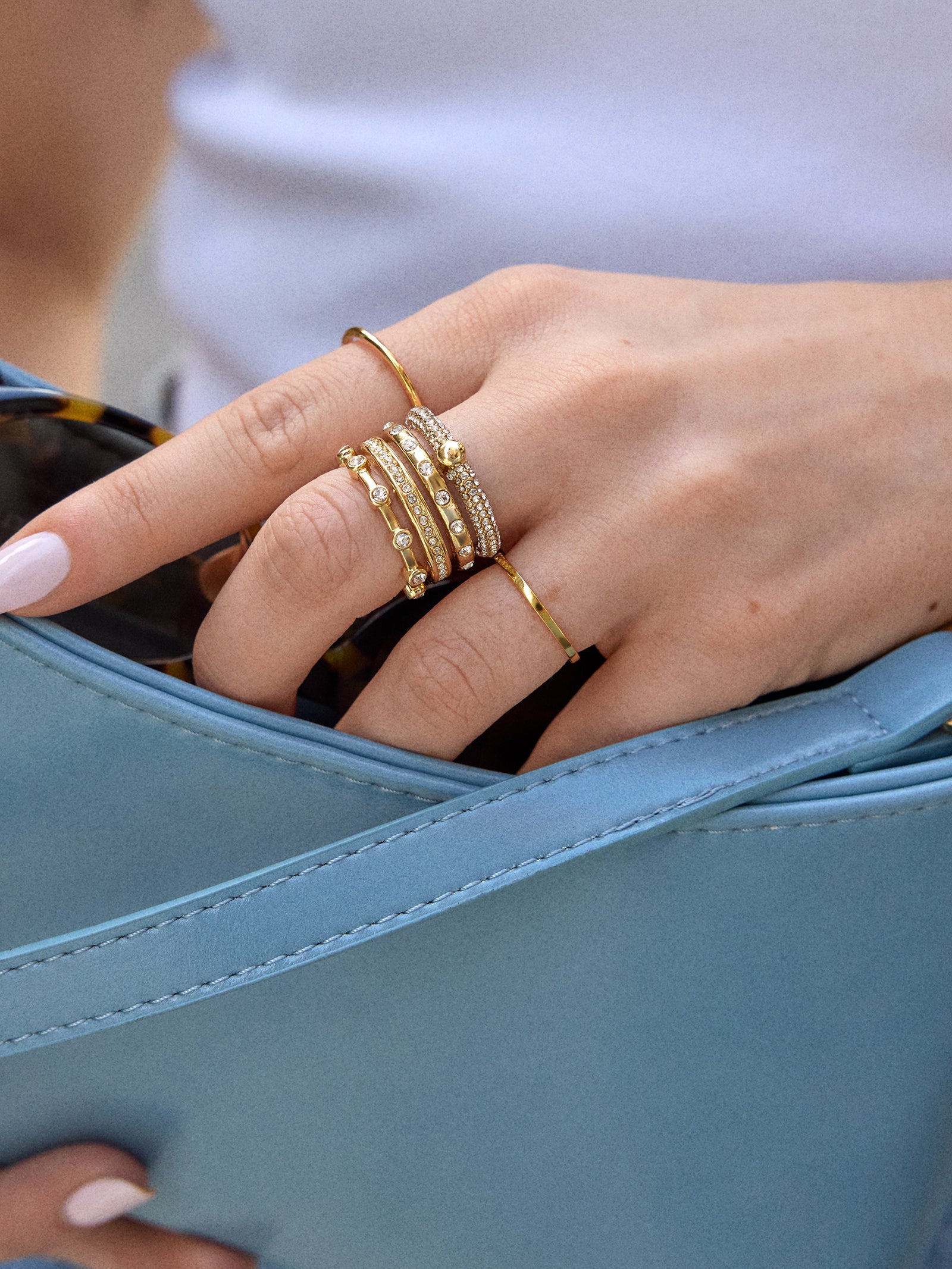 Rosaire Stacked Ring - Gold/Pavé-Blues Comming
