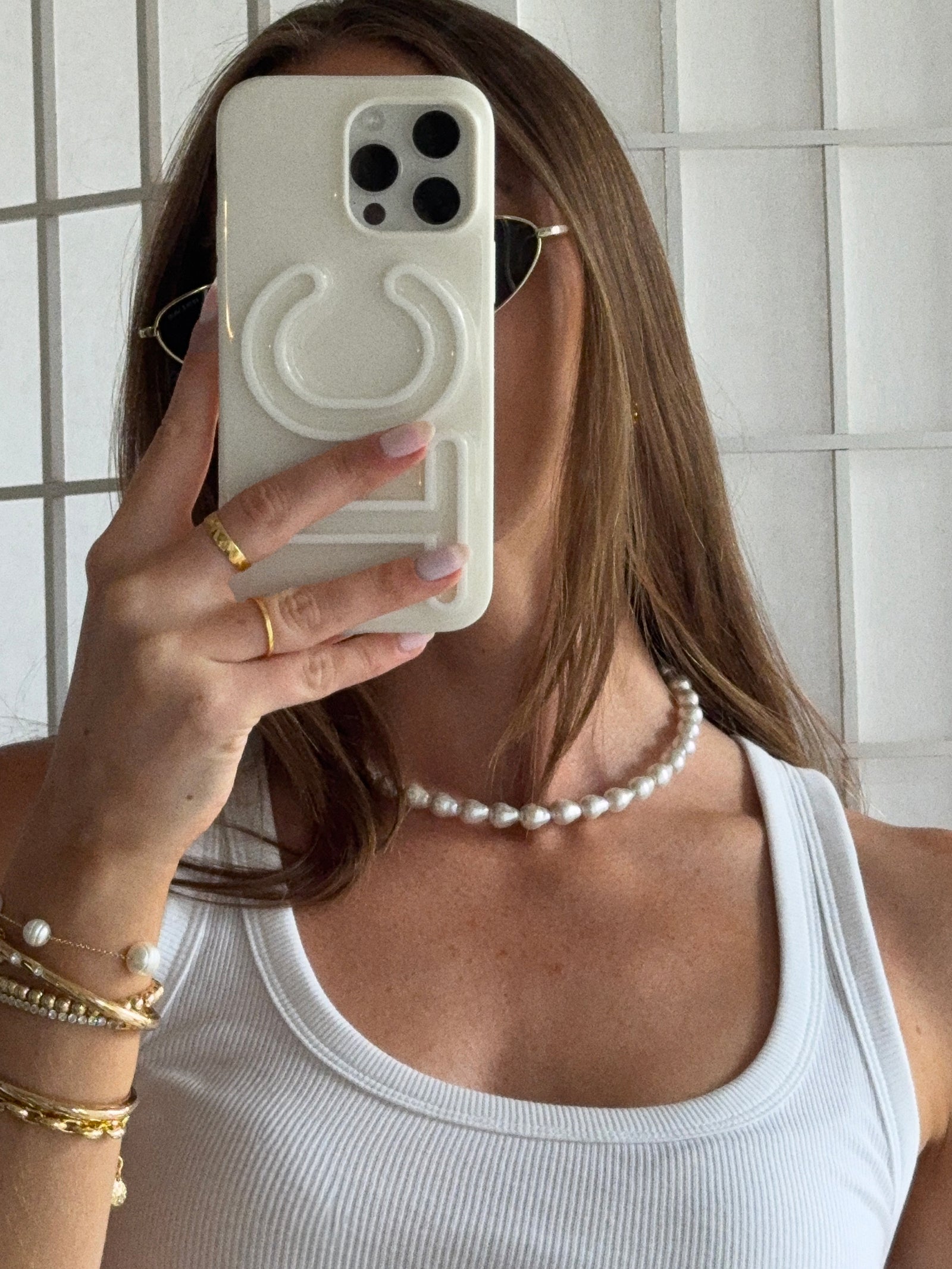 Ondine Pearl Collar Necklace - White