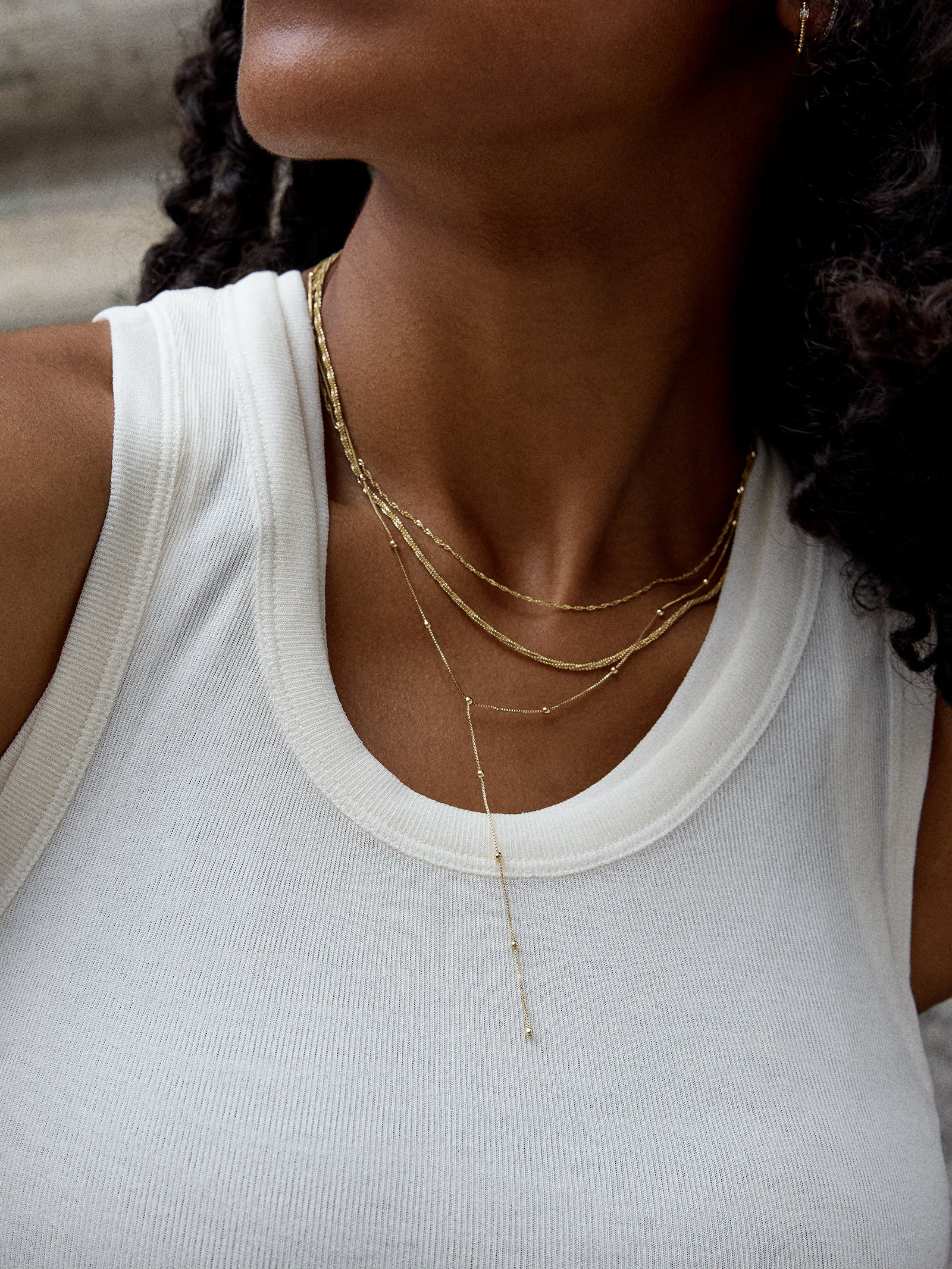 Carina Lariat Layered Necklace - Gold-Blues Comming