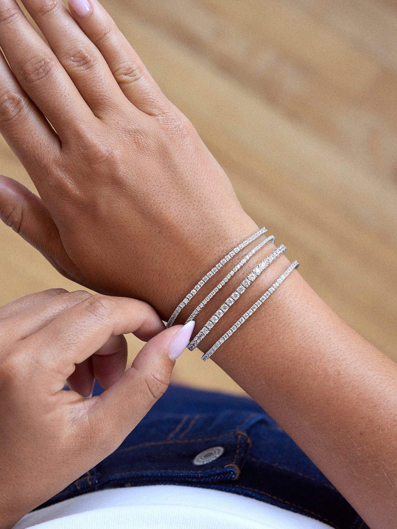 Billie Sterling Silver Tennis Bracelet  - Sterling Silver-Blues Comming