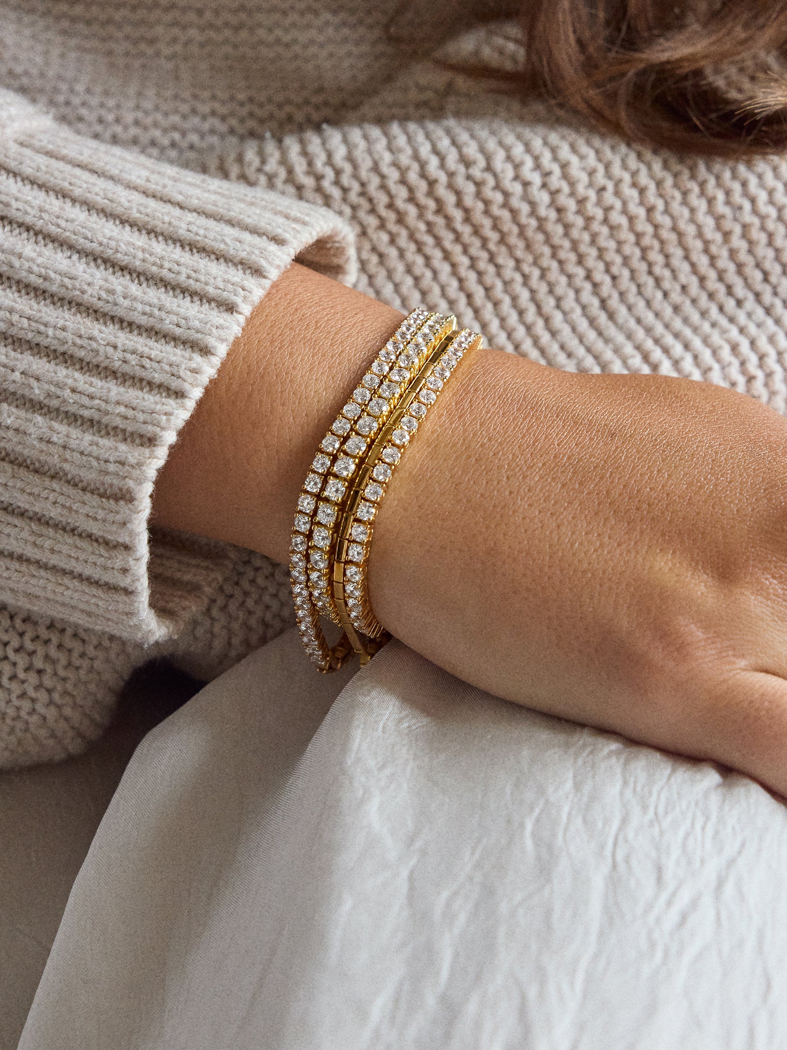 Billie Gold Tennis Bracelet - Gold Plated Brass-Blues Comming