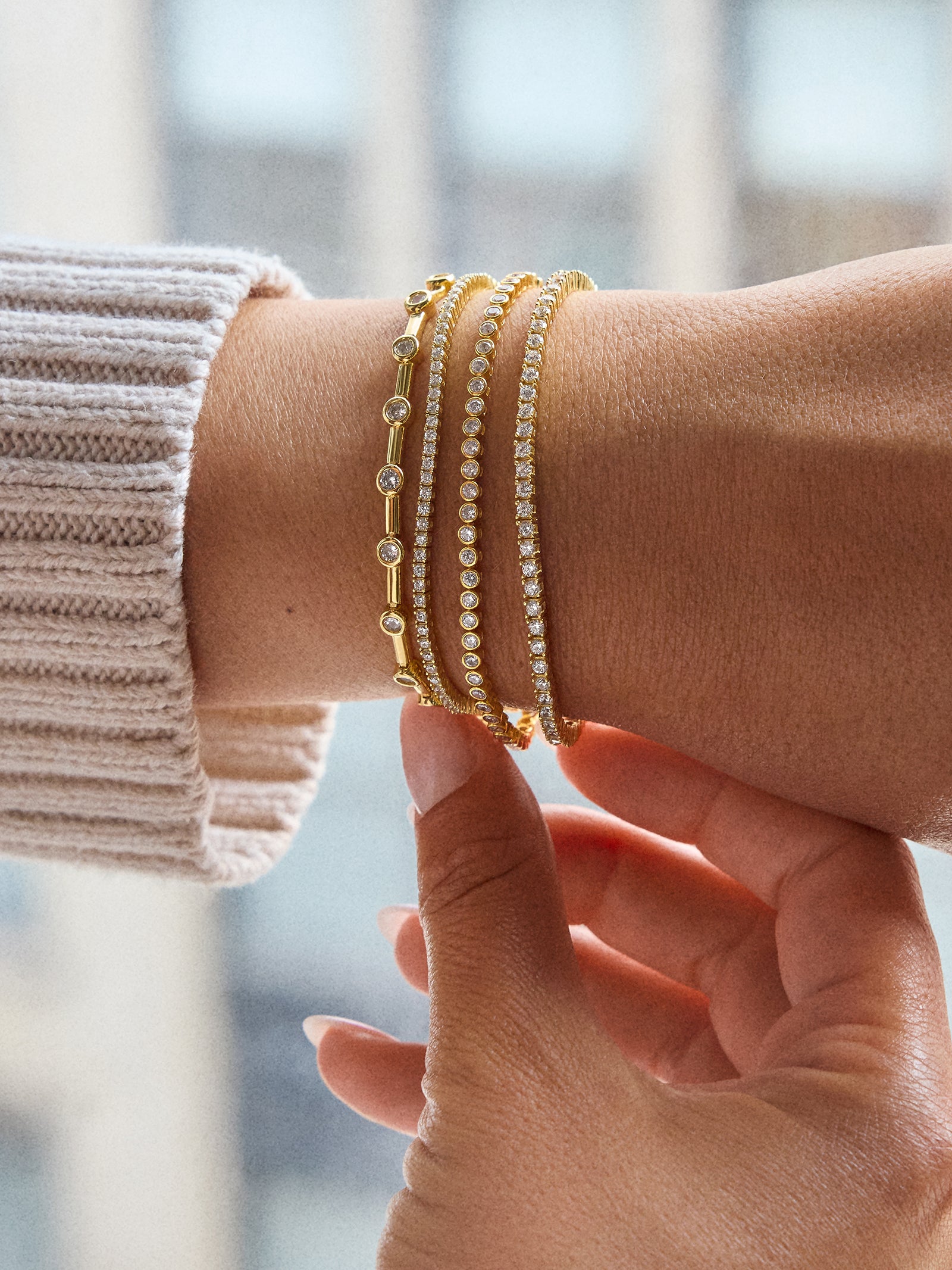 Billie Gold Tennis Bracelet - Gold Plated Brass-Blues Comming