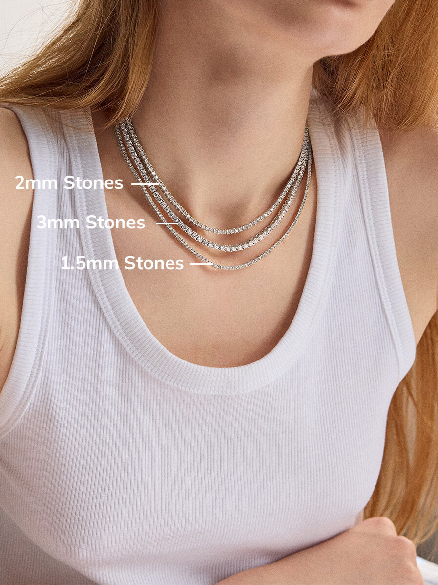 Billie Sterling Silver Tennis Necklace - Sterling Silver-Blues Comming