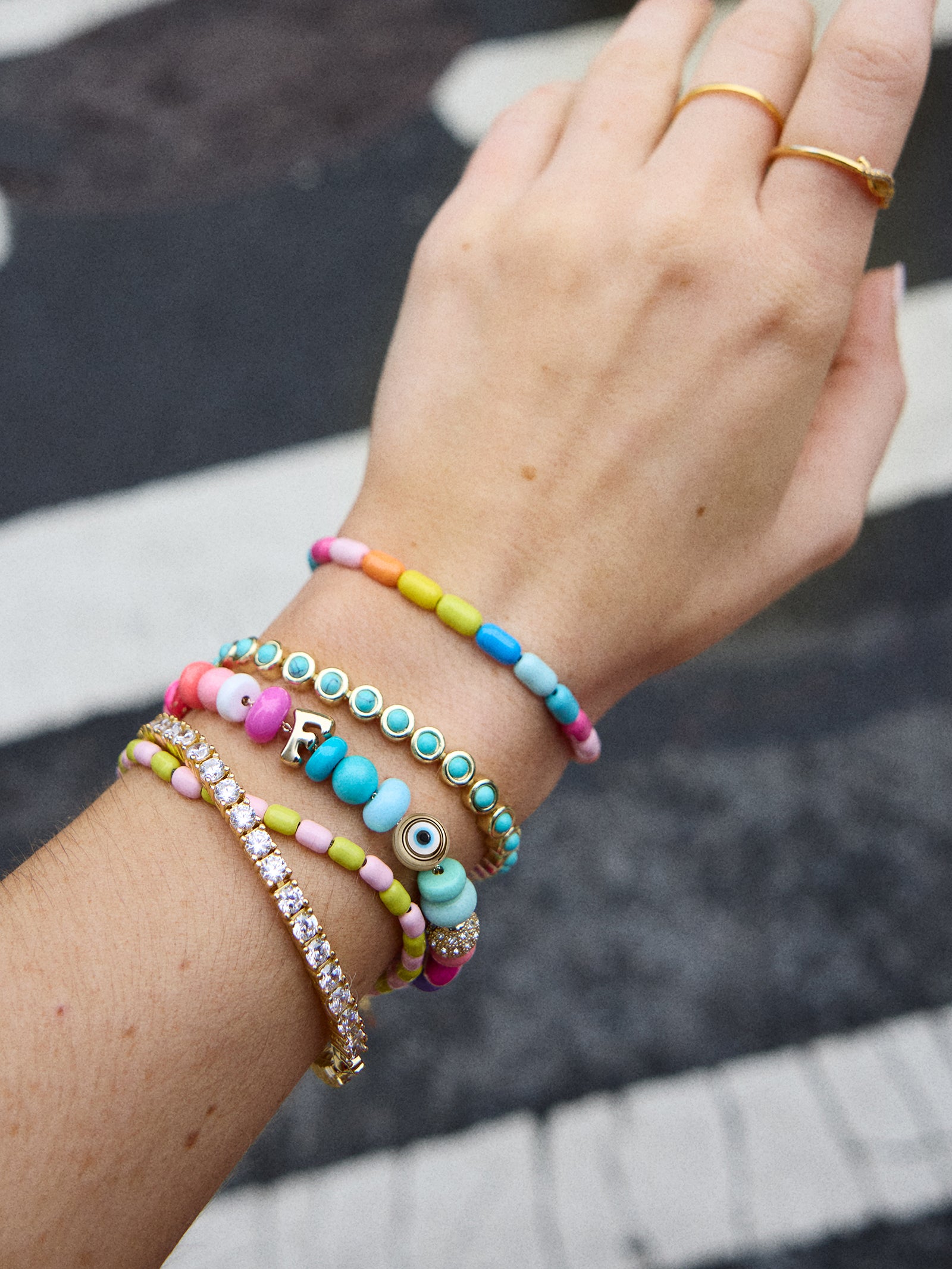 Beaded Custom Charm Bracelet - Multi Beaded Bracelet-Blues Comming