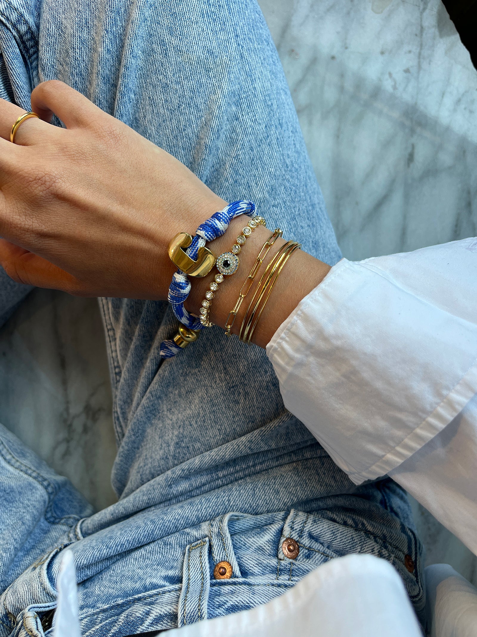 Amalie Evil Eye Tennis Bracelet - Single Evil Eye-Blues Comming