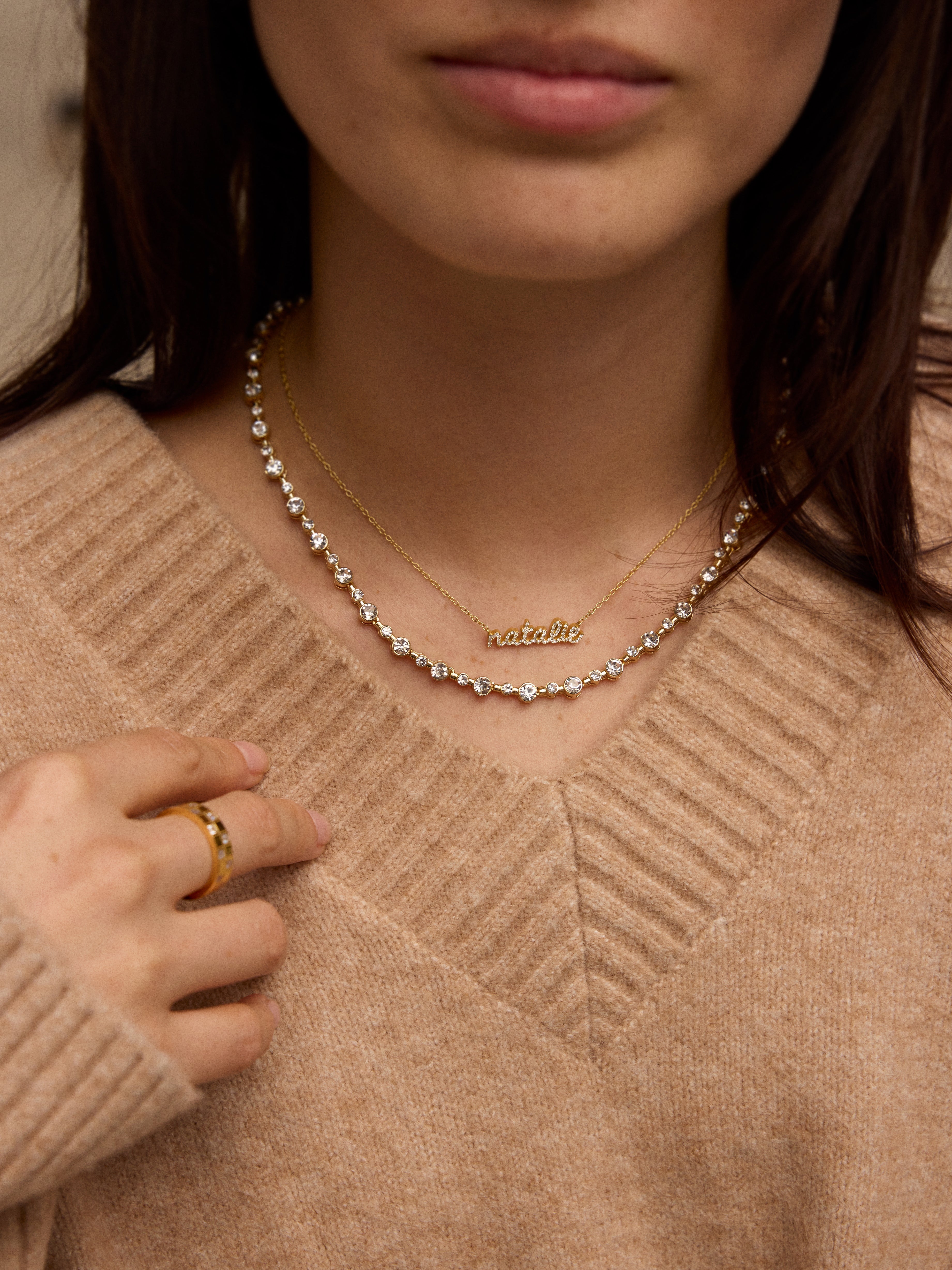 Jolie Tennis Necklace - Gold/Pavé-Blues Comming