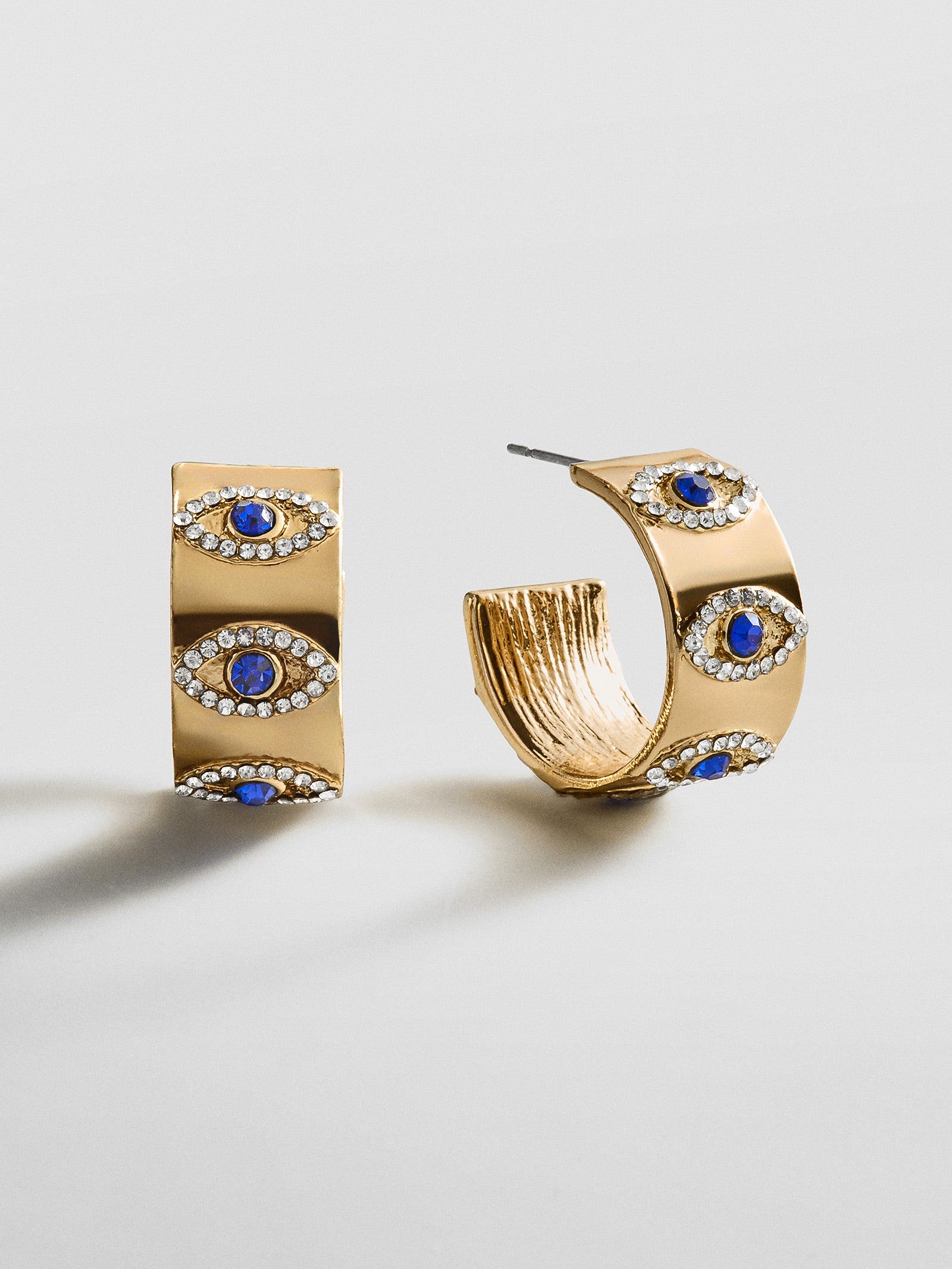 Evil Eye On Repeat Hoop Earrings - Gold/Blue-Blues Comming