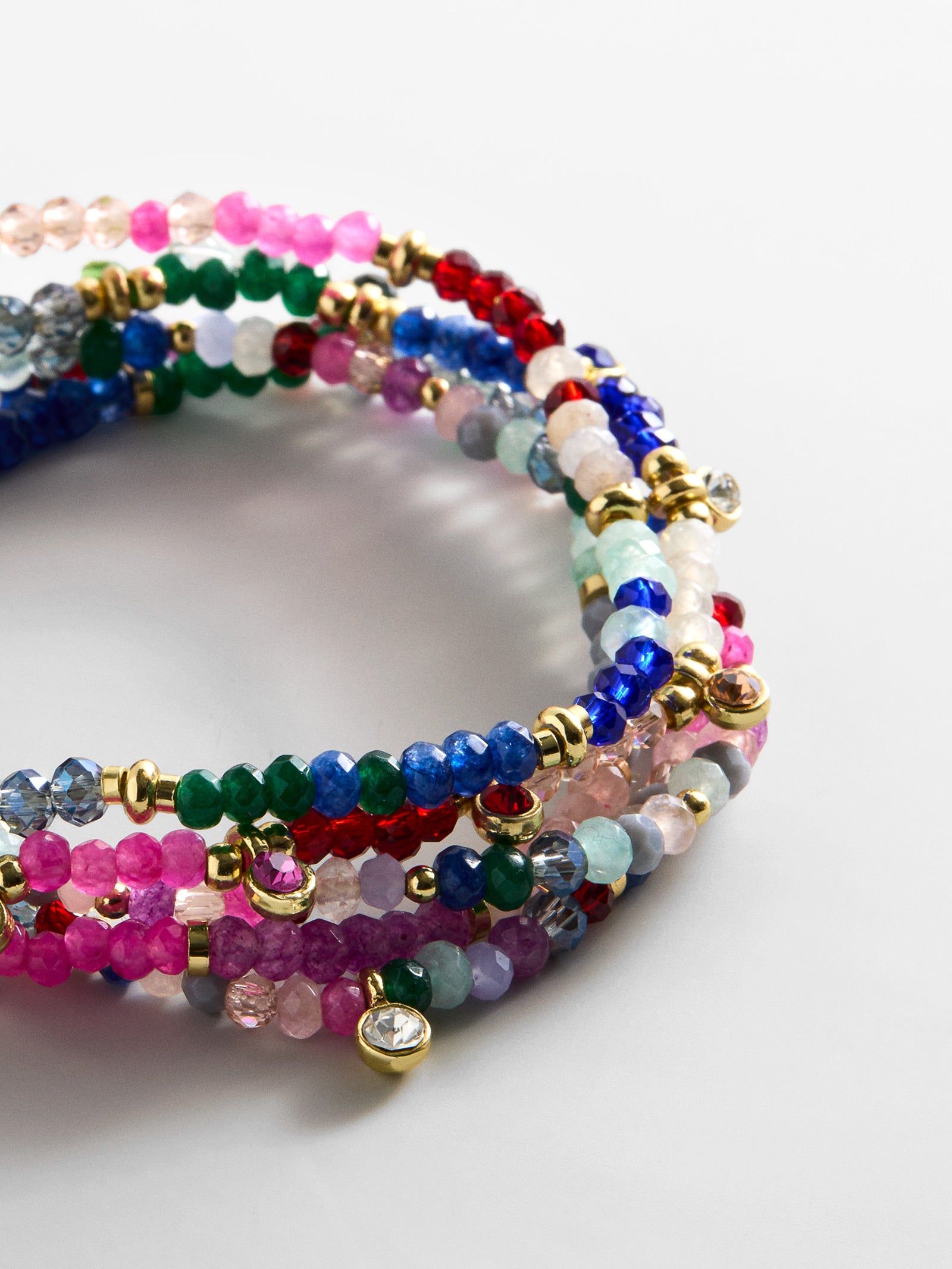 Indya Semi-Precious Layered Bracelet Set - Dark Multi-Blues Comming