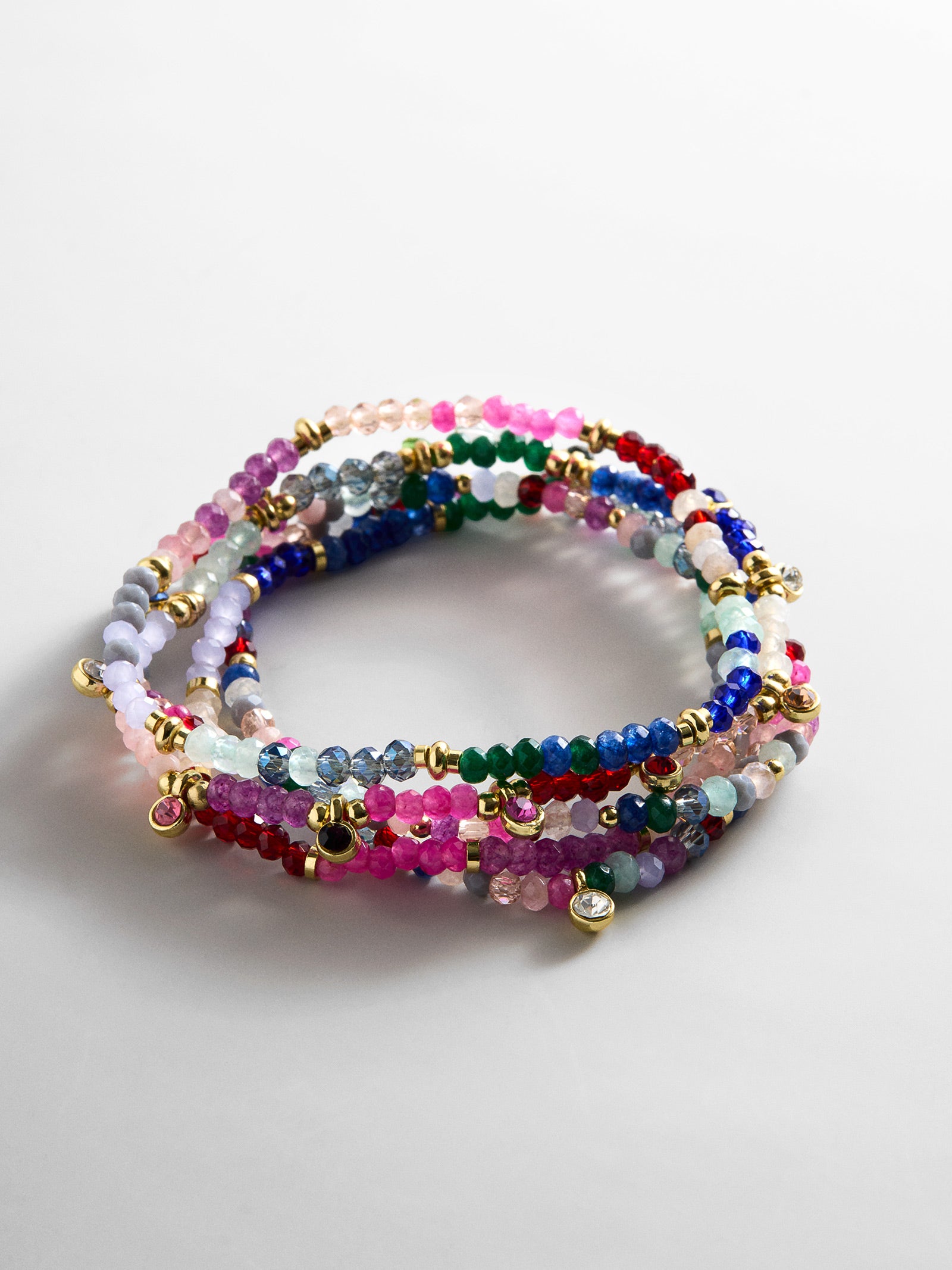 Indya Semi-Precious Layered Bracelet Set - Dark Multi-Blues Comming