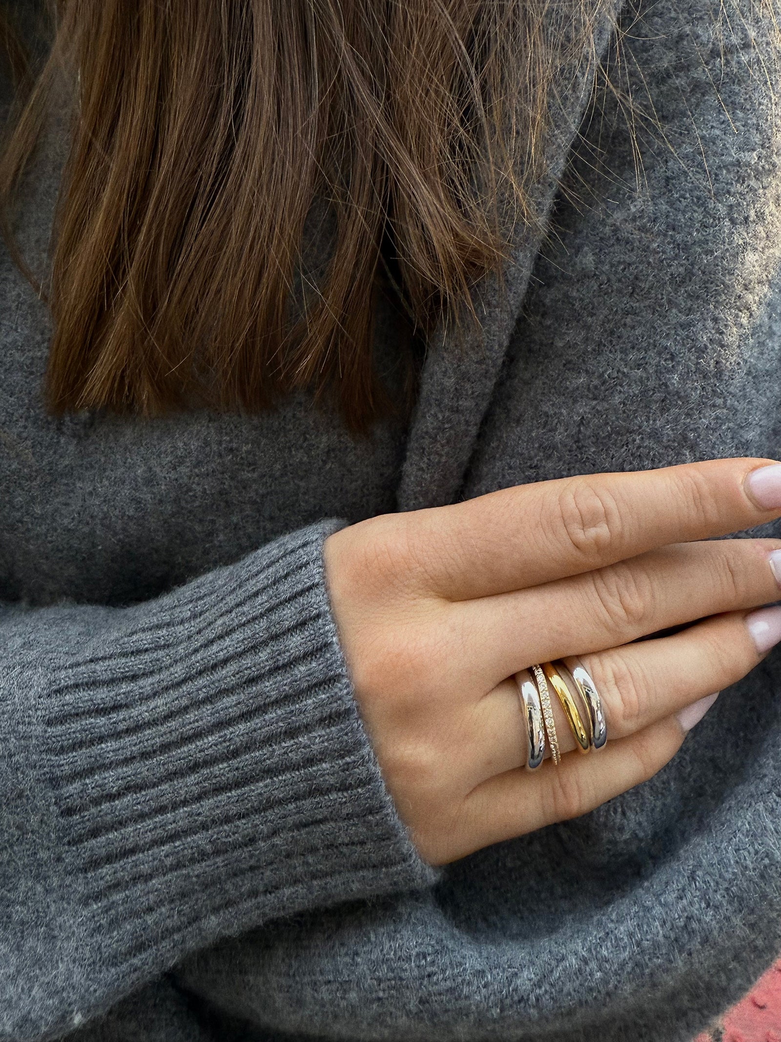 Gina 18K Gold Ring Set - Gold/Silver-Blues Comming