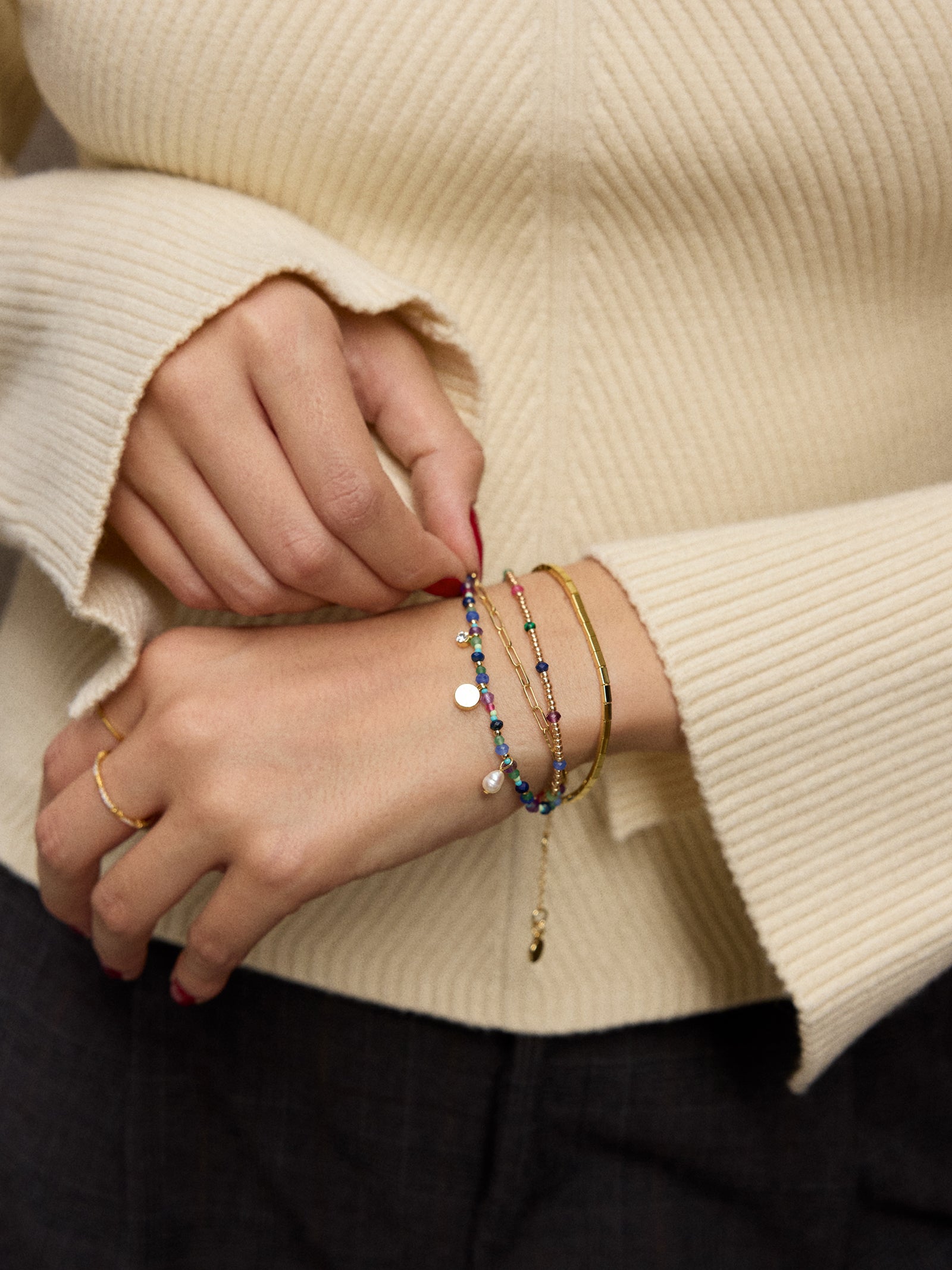Rowan Semi-Precious Layered Bracelet - Positano-Blues Comming