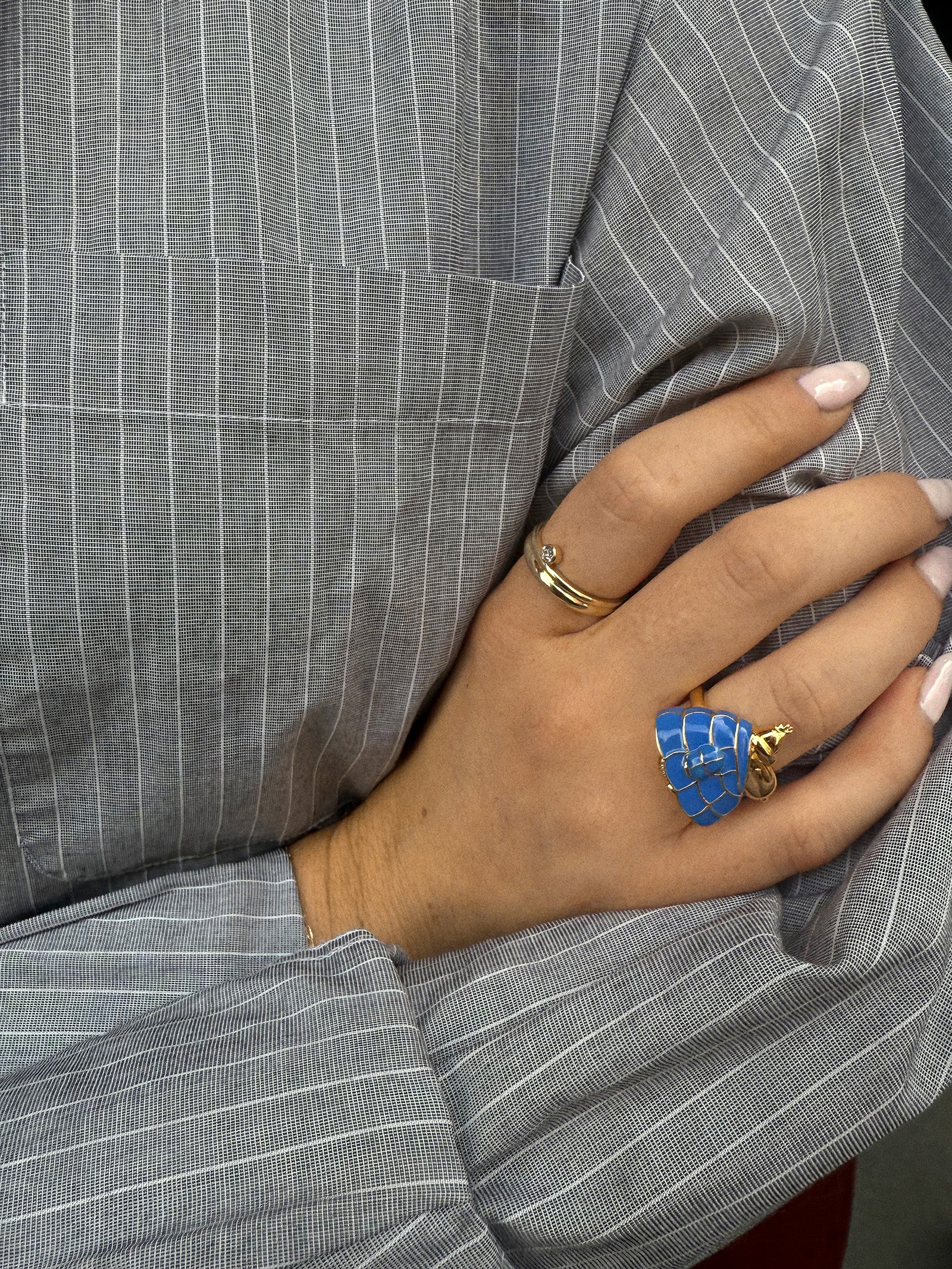 Peanuts Snoopy Puffer Jacket Ring - Gold/Blue-Blues Comming