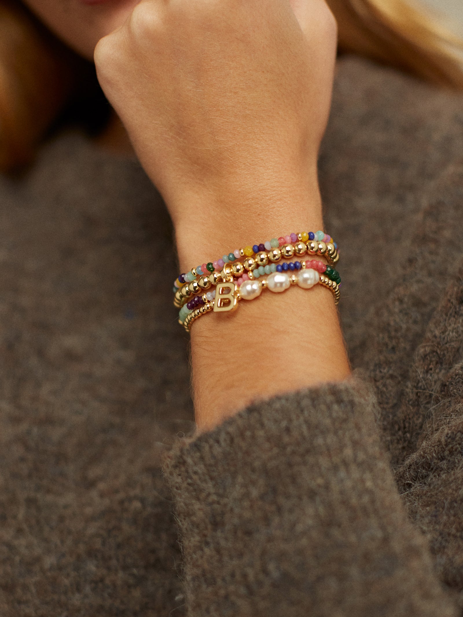 Dangle Charm Initial Pisa Bracelet - Gold-Blues Comming