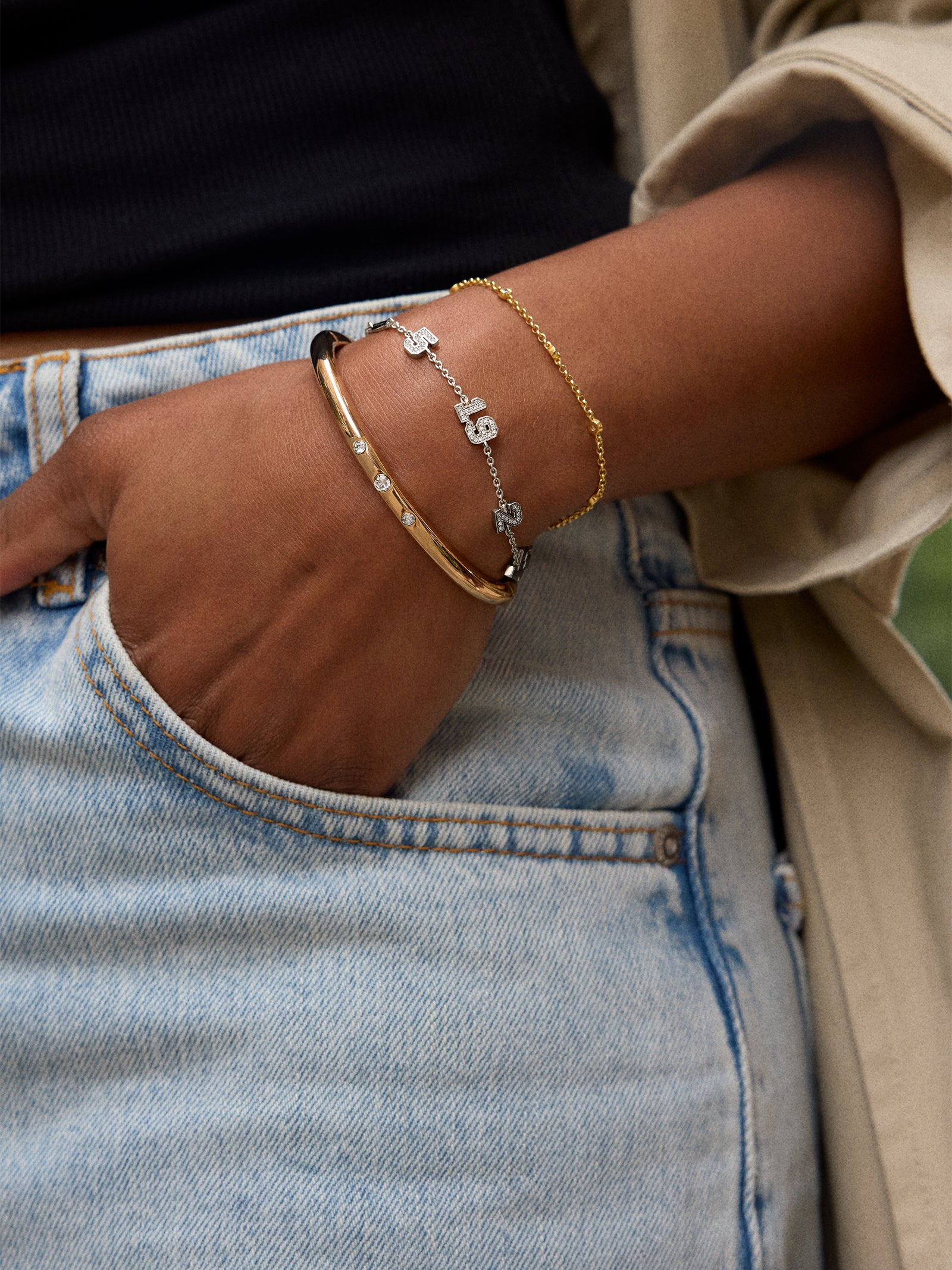 Varsity Number Custom Bracelet - Three Silver Stations-Blues Comming