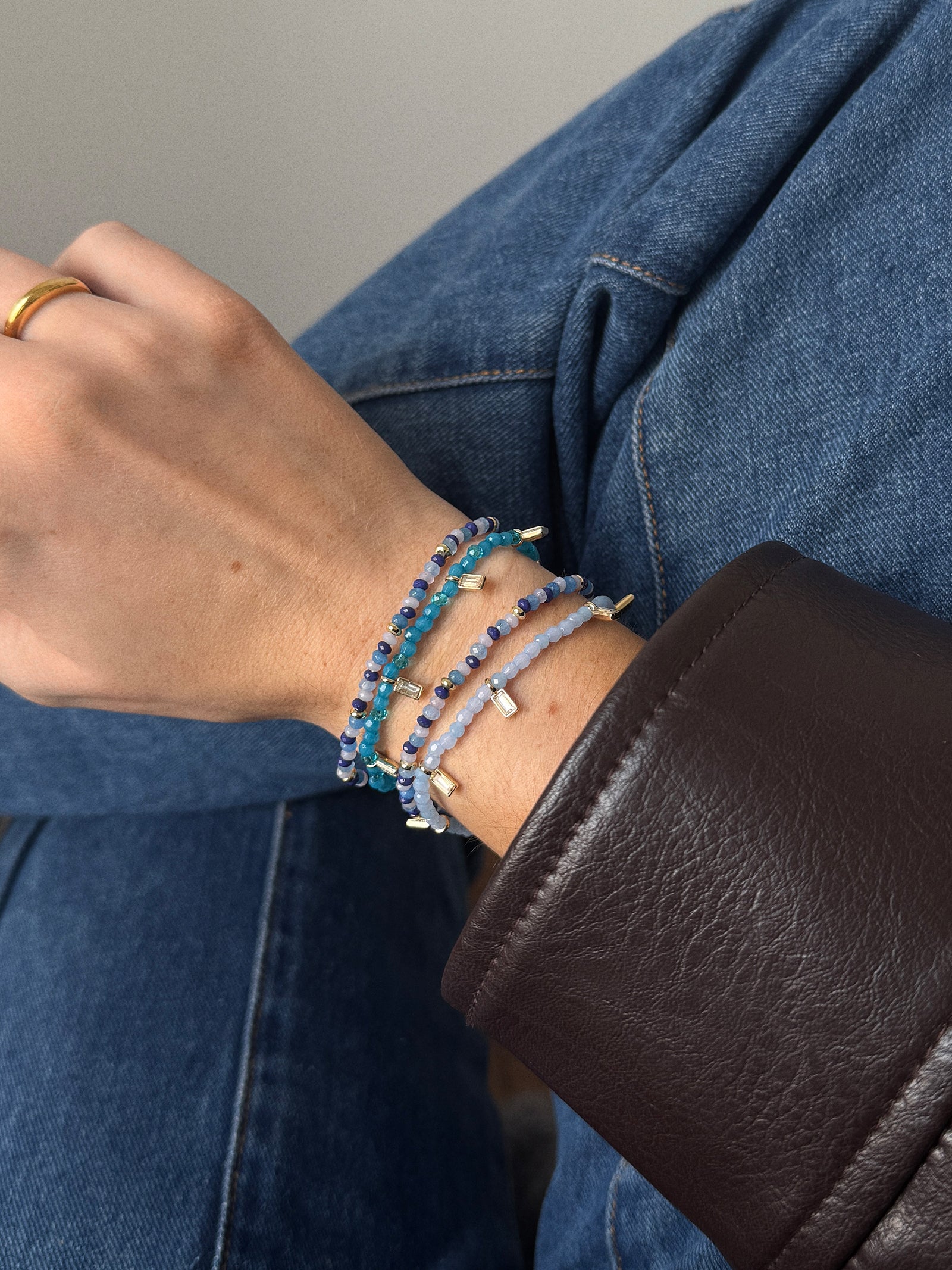 Crystal Beaded Bracelet - Aqua-Blues Comming