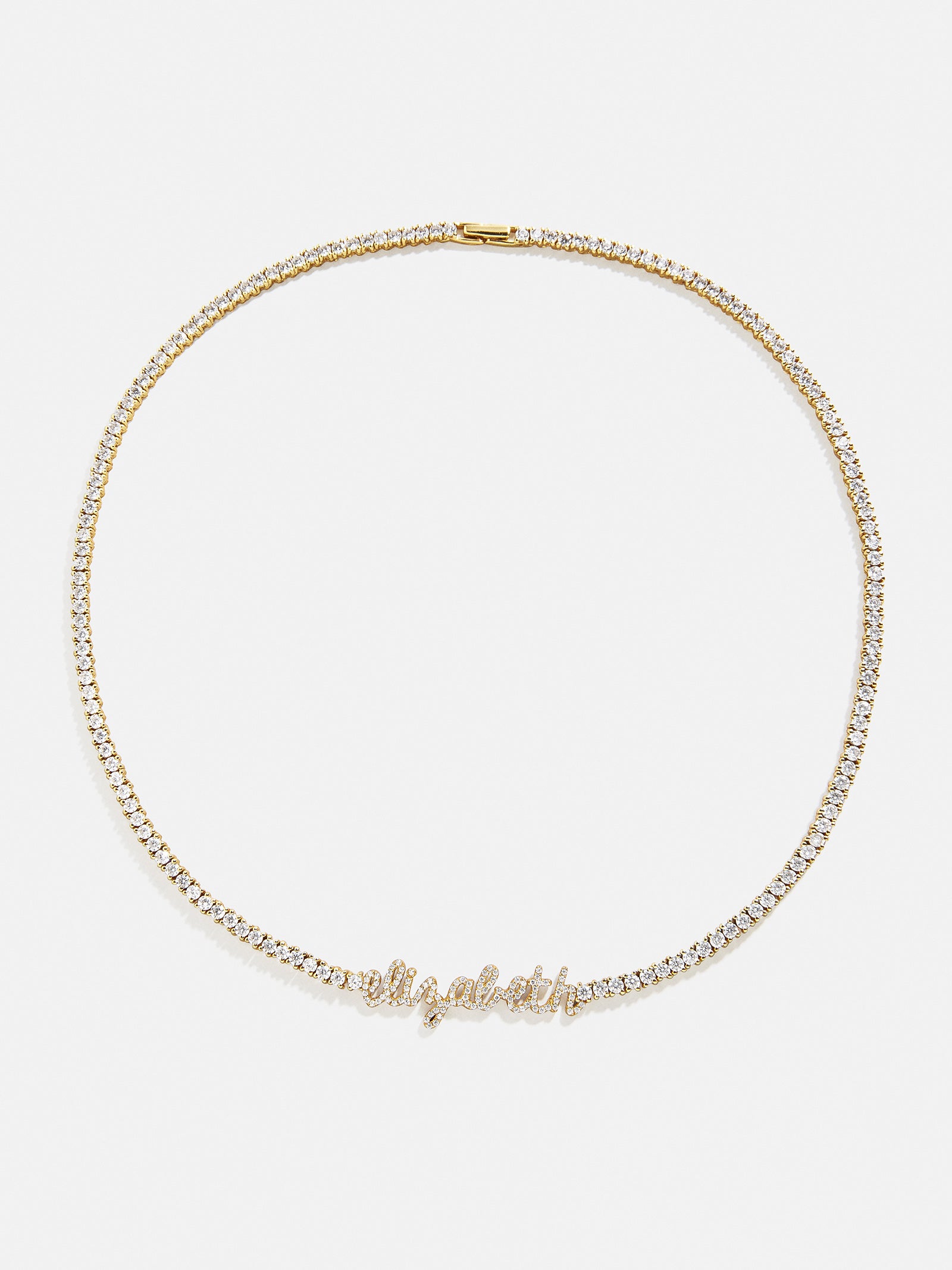 Billie 18K Gold Tennis Custom Nameplate Necklace - Mini Script-Blues Comming