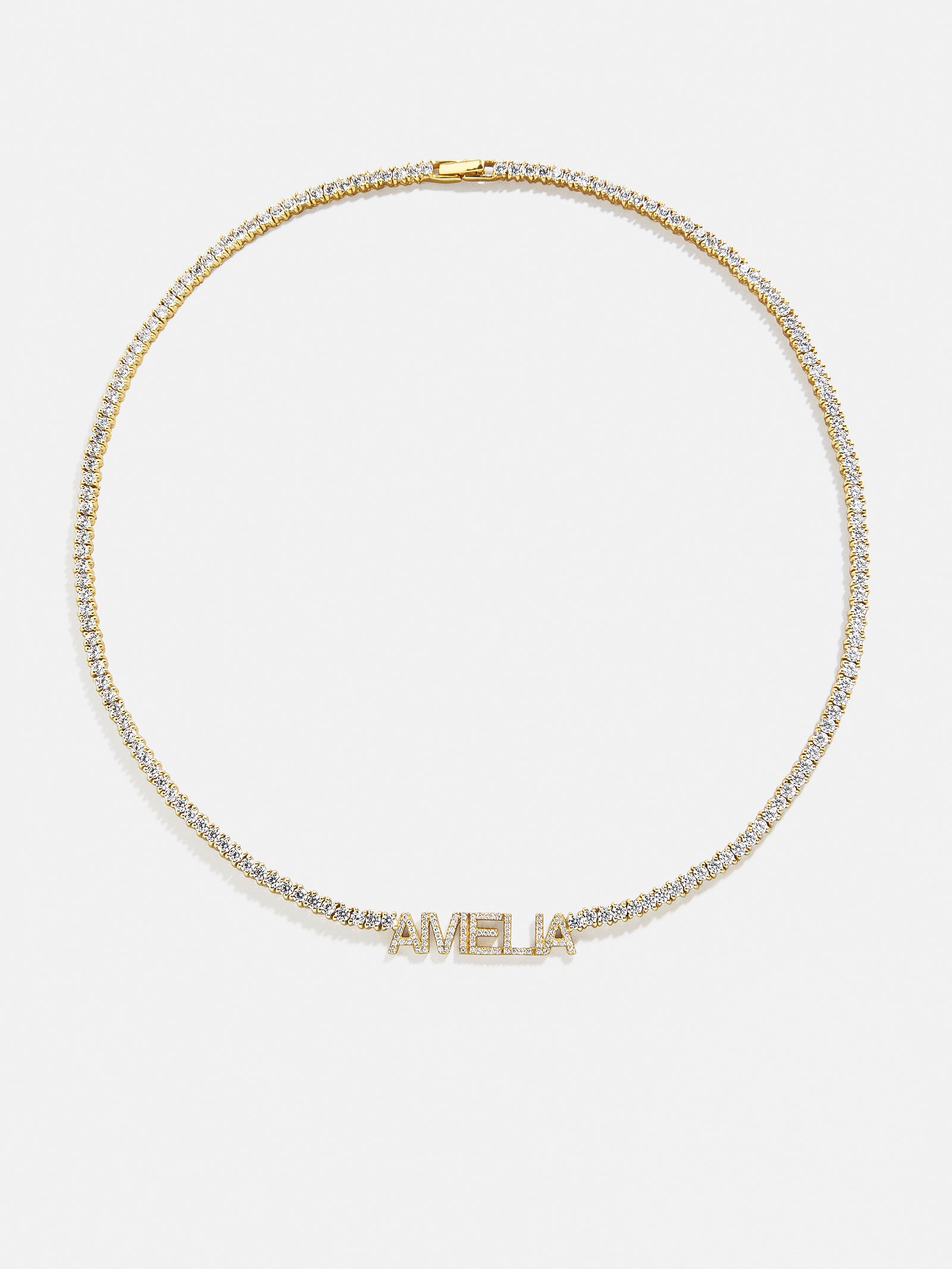 Billie 18K Gold Tennis Custom Nameplate Necklace - Block-Blues Comming