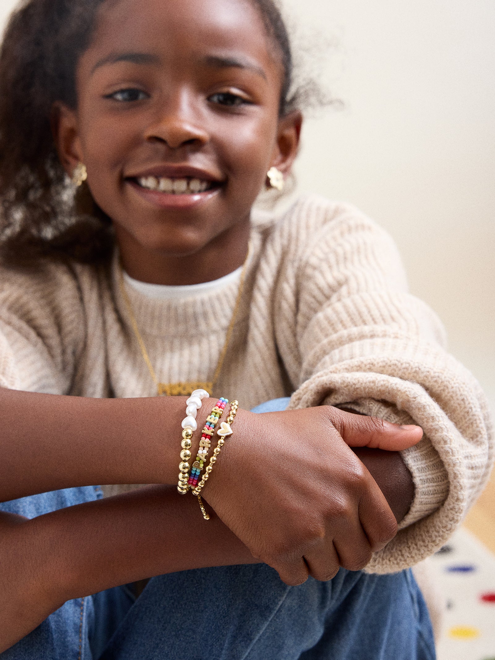 Bead Mine Kids' Custom Name Bracelet - Multi-Blues Comming