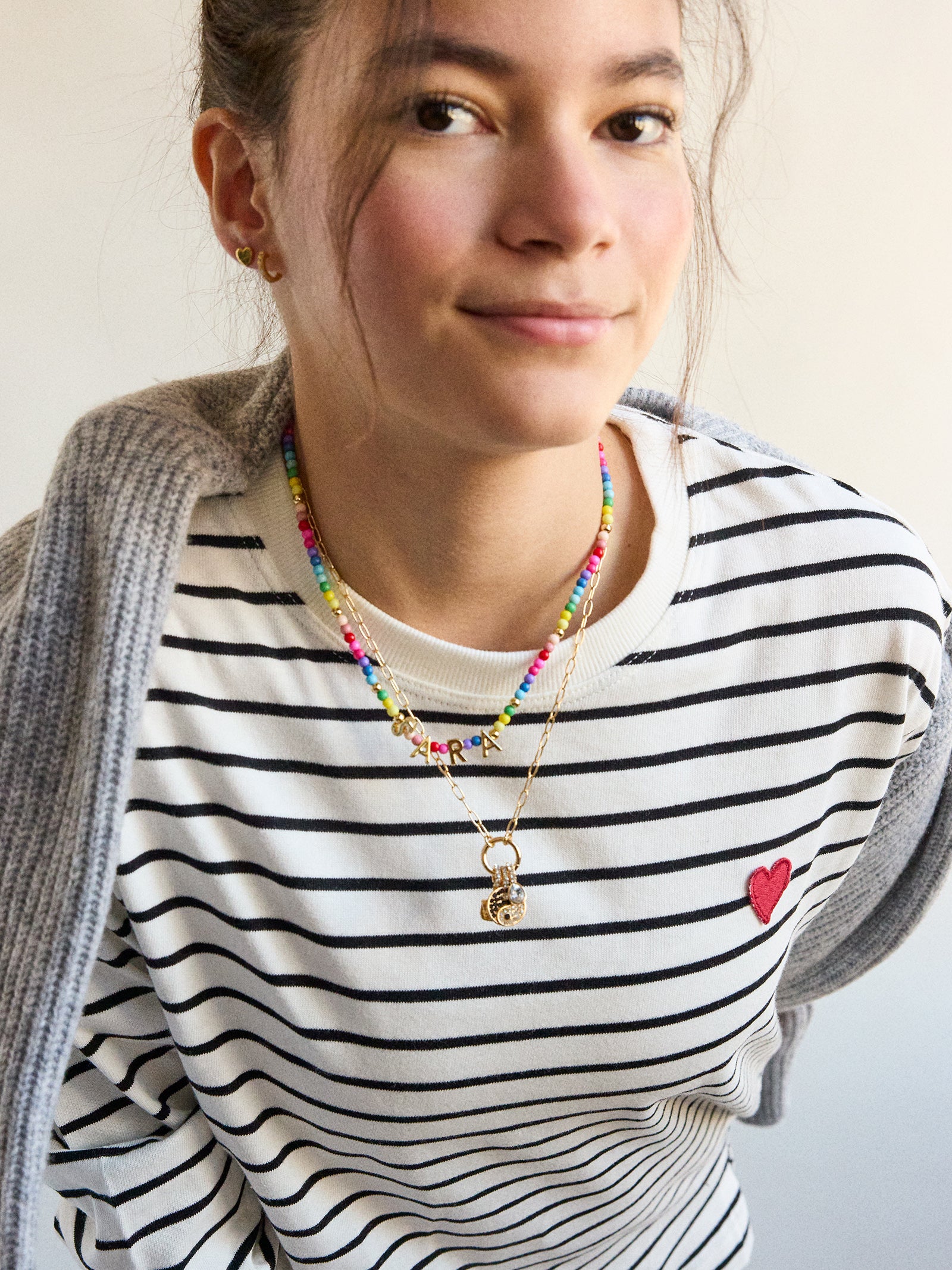 Bead Mine Kids' Custom Name Necklace - Multi-Blues Comming