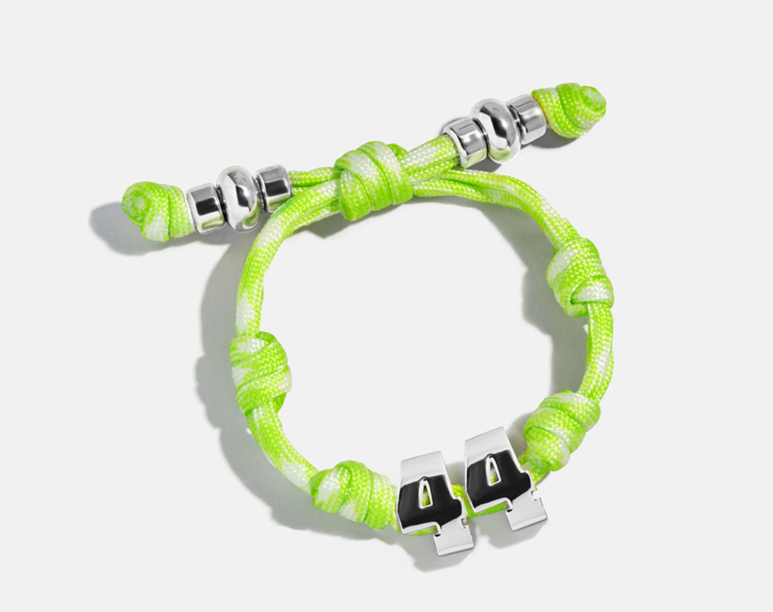 Knotty Varsity Number Custom Bracelet - Lime Green Double Digit-Blues Comming