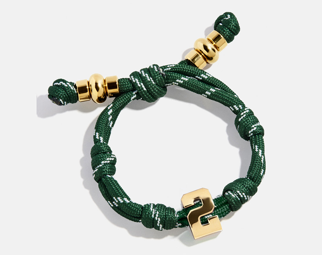 Knotty Varsity Number Custom Bracelet - Dark Green Single Digit-Blues Comming