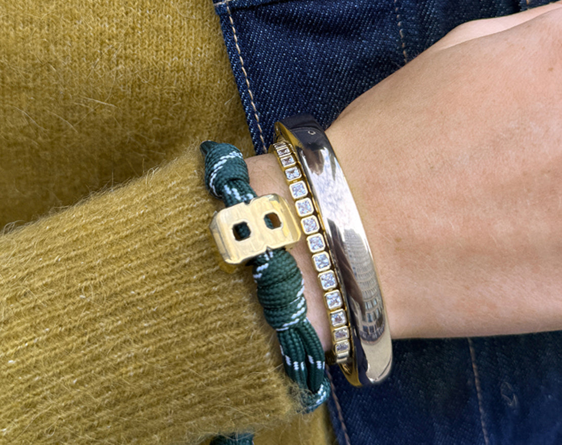 Knotty Varsity Number Custom Bracelet - Dark Green Single Digit-Blues Comming