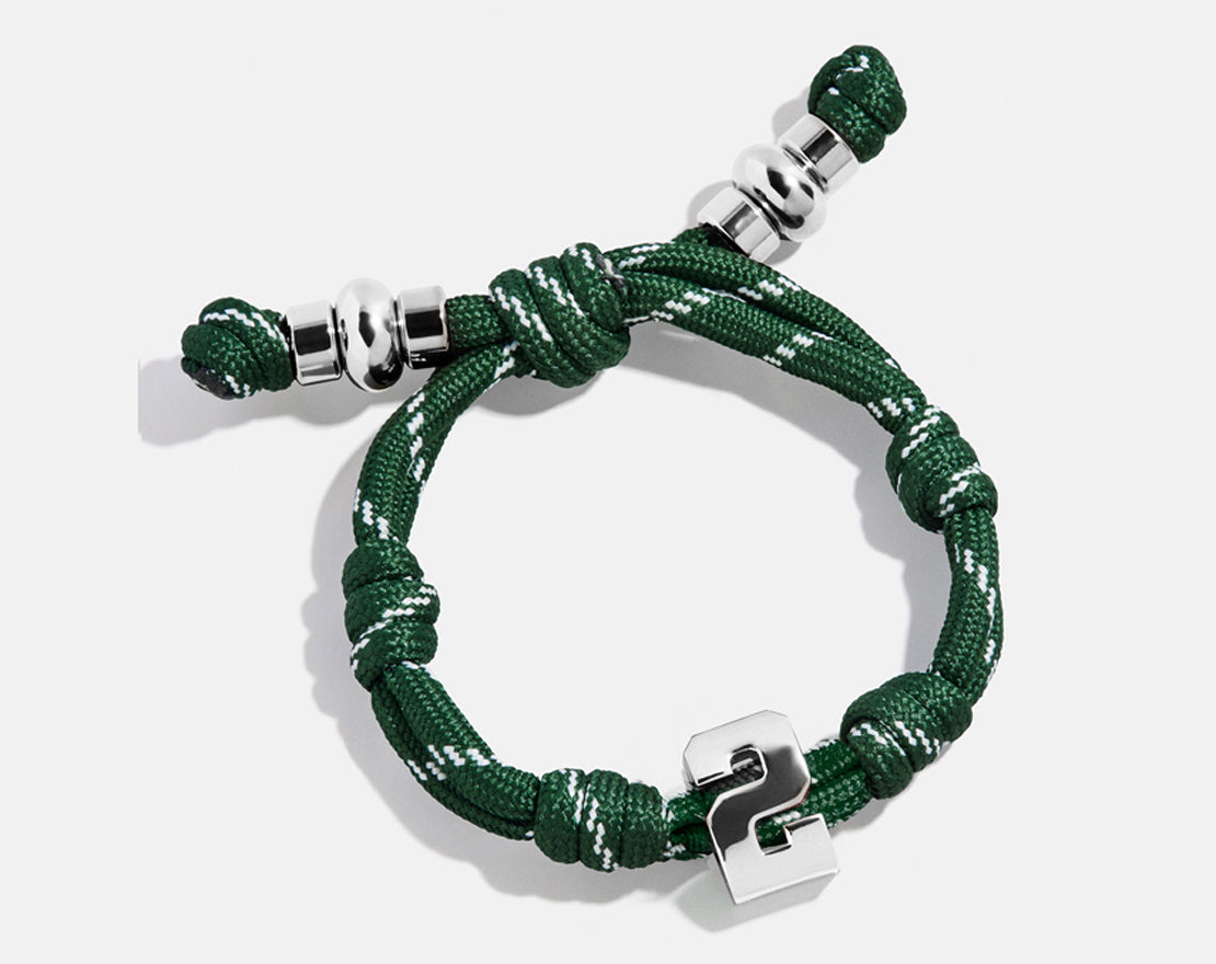Knotty Varsity Number Custom Bracelet - Dark Green Single Digit-Blues Comming