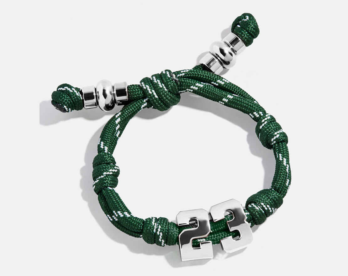 Knotty Varsity Number Custom Bracelet - Dark Green Double Digit-Blues Comming