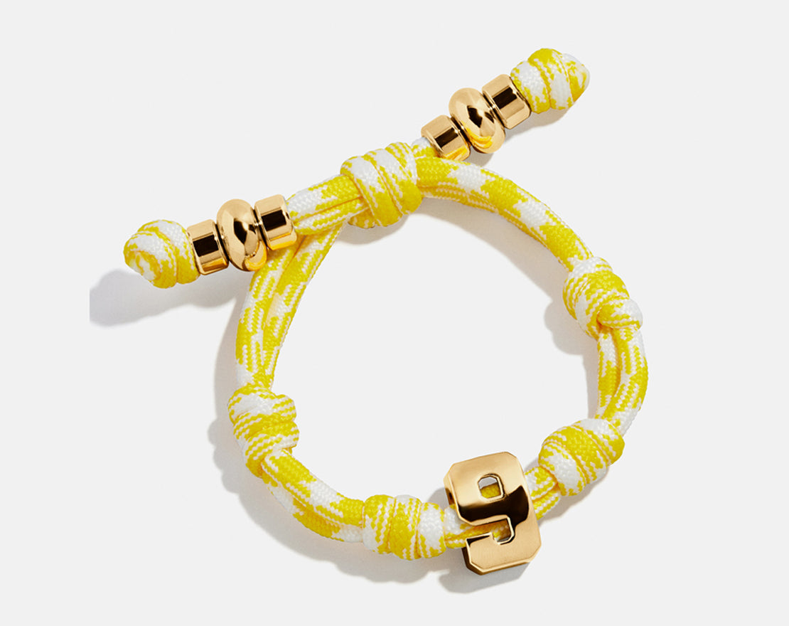 Knotty Varsity Number Custom Bracelet - Bright Yellow Single Digit-Blues Comming