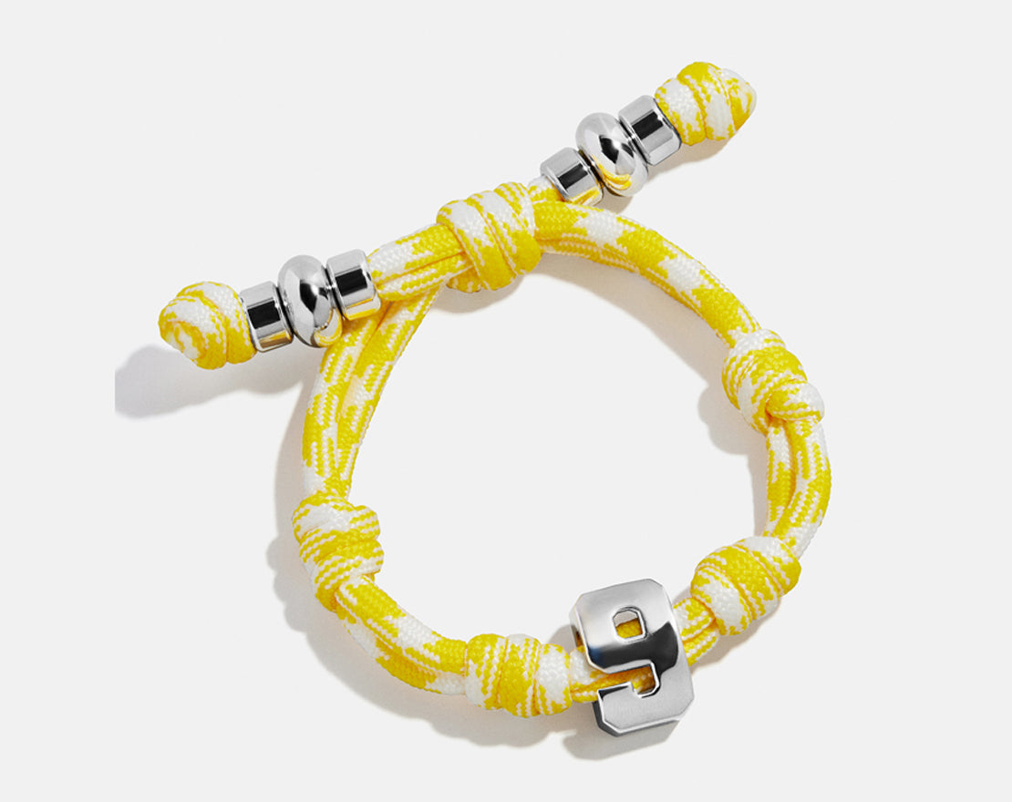 Knotty Varsity Number Custom Bracelet - Bright Yellow Single Digit-Blues Comming