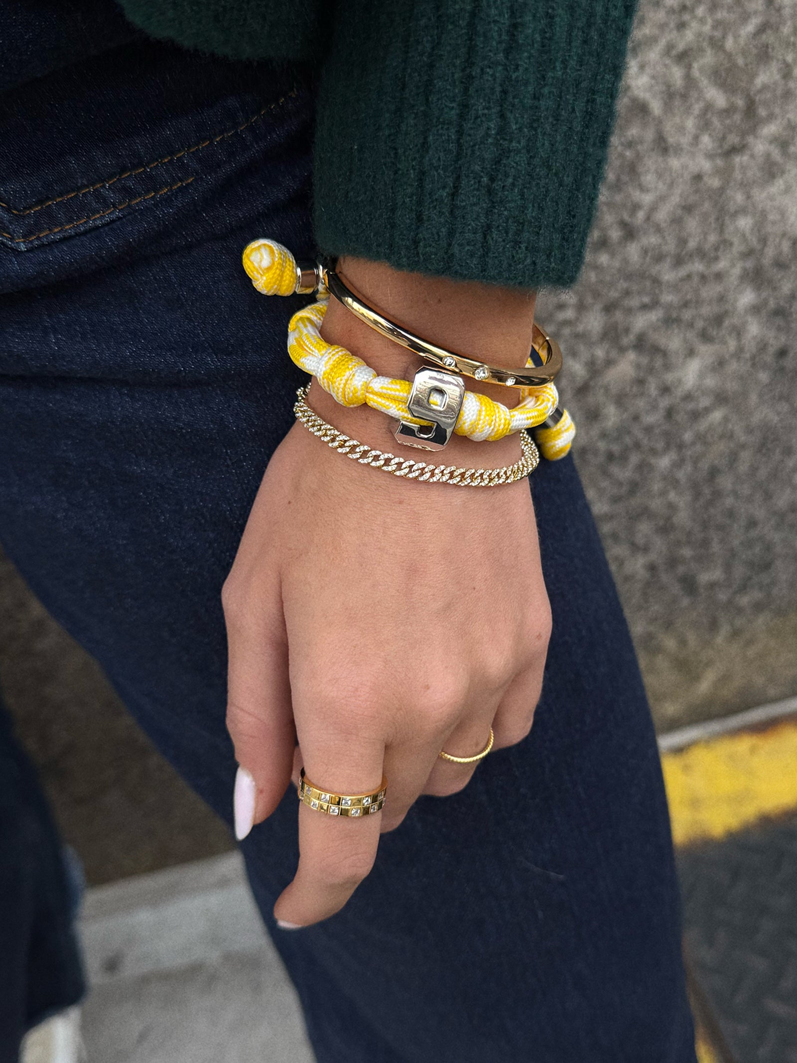 Knotty Varsity Number Custom Bracelet - Bright Yellow Single Digit-Blues Comming