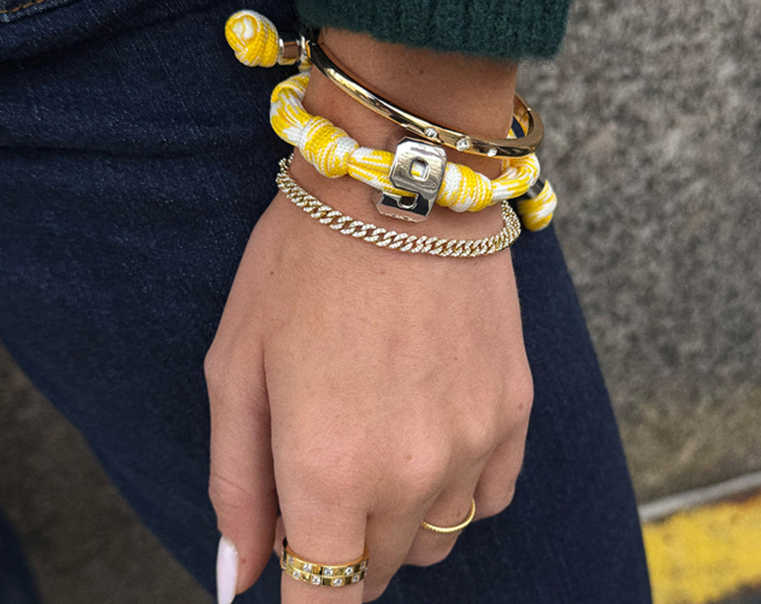 Knotty Varsity Number Custom Bracelet - Bright Yellow Single Digit-Blues Comming