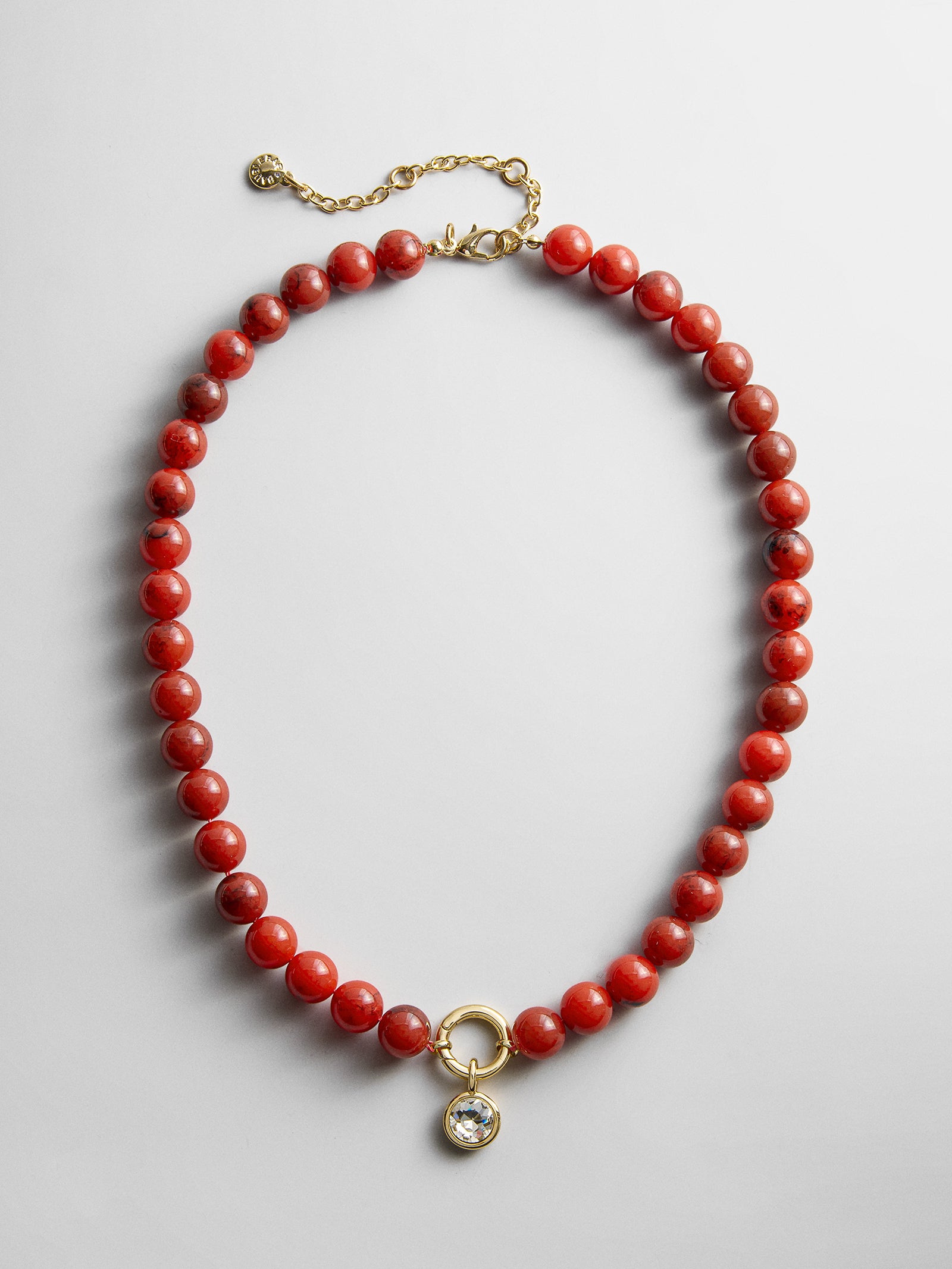 Janette Beaded Ring Necklace - Carnelian-Blues Comming