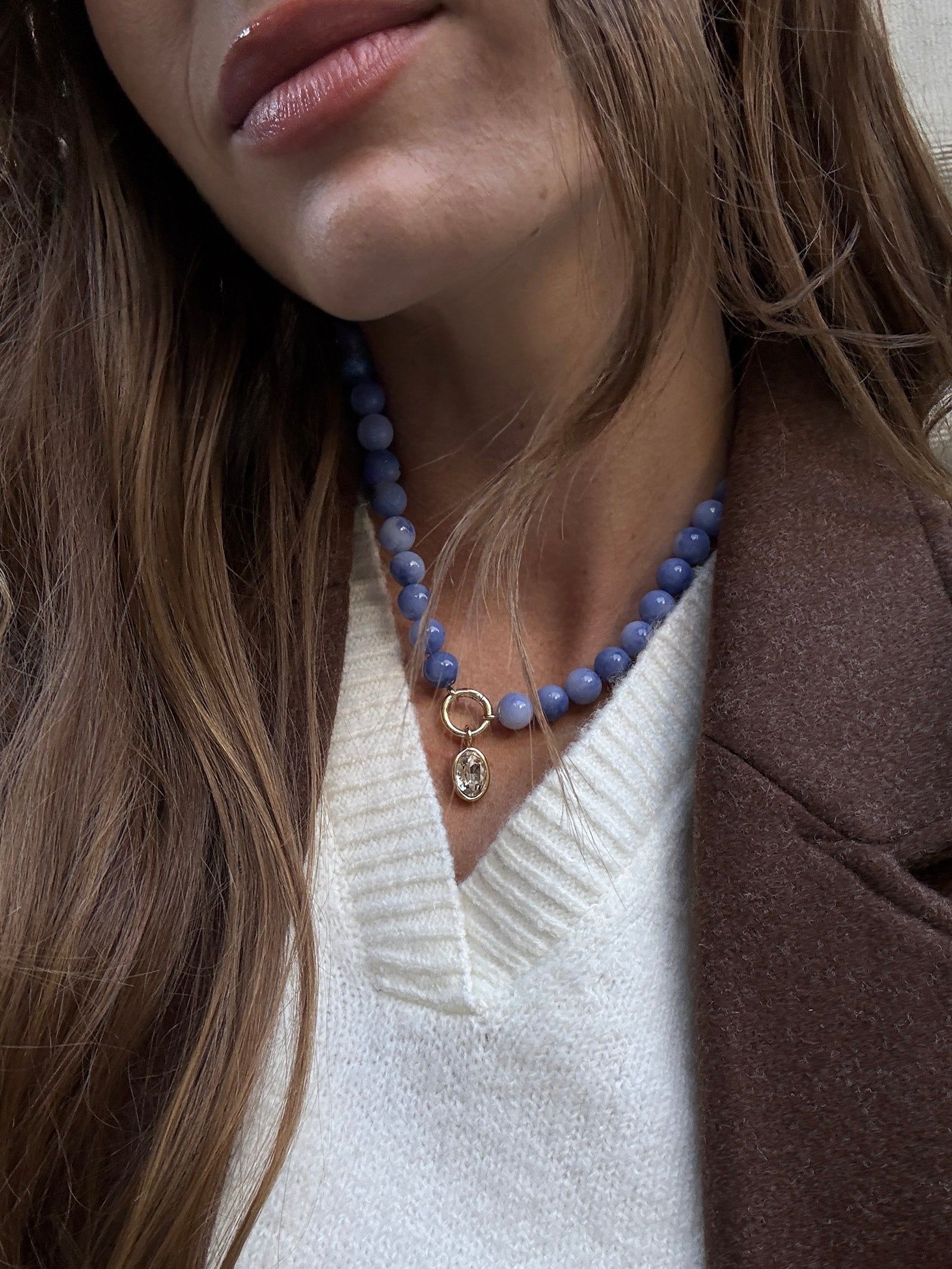Janette Beaded Ring Necklace - Sodalite-Blues Comming