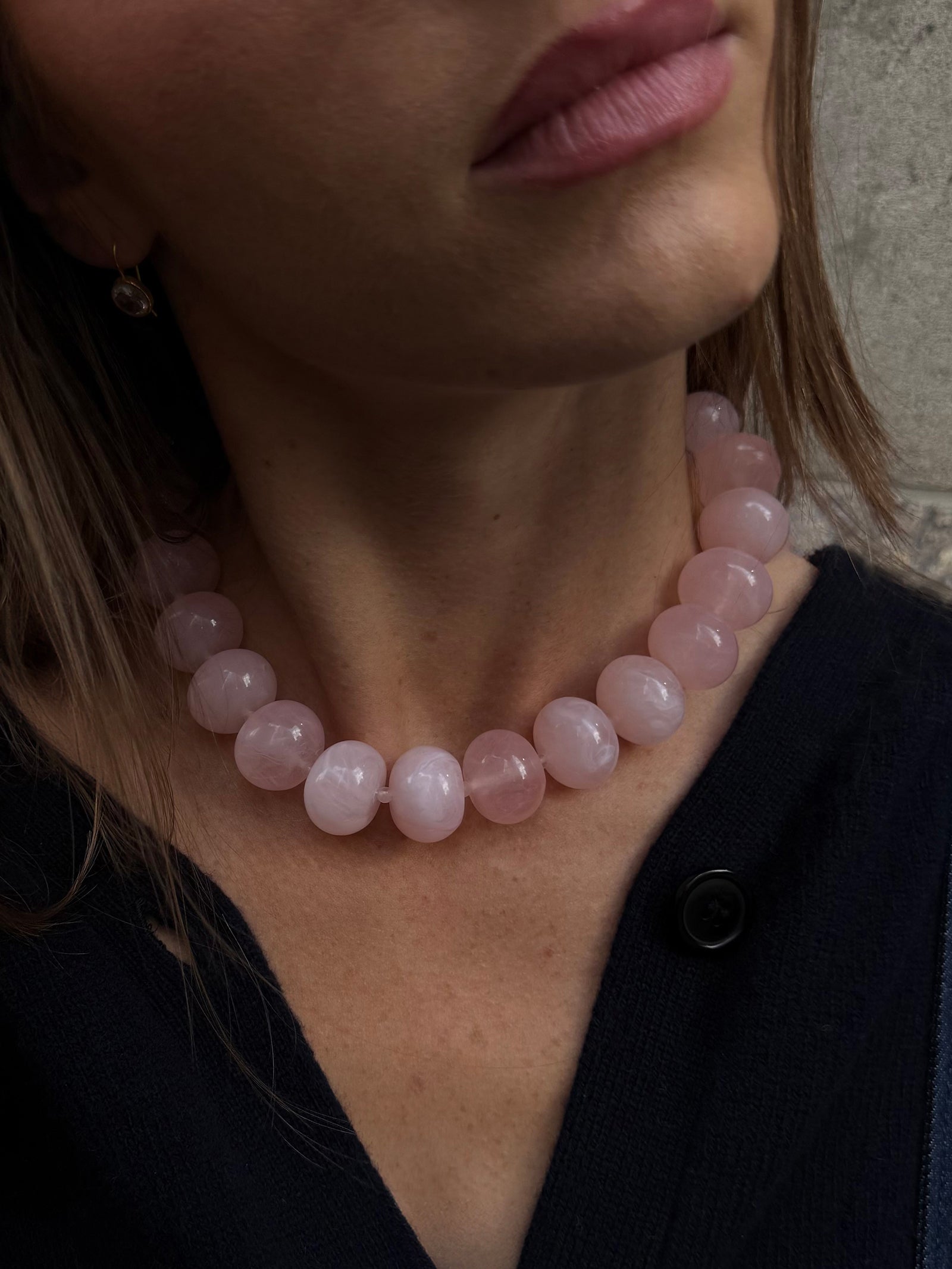 Joan Semi-Precious Necklace - Rose Quartz-Blues Comming