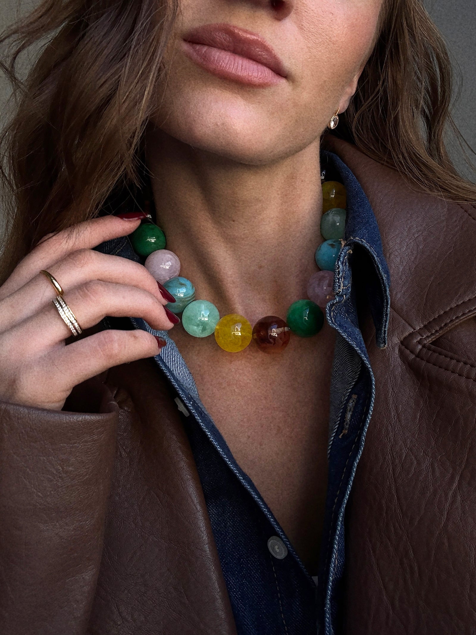 Jane Beaded Necklace - Multi-Blues Comming