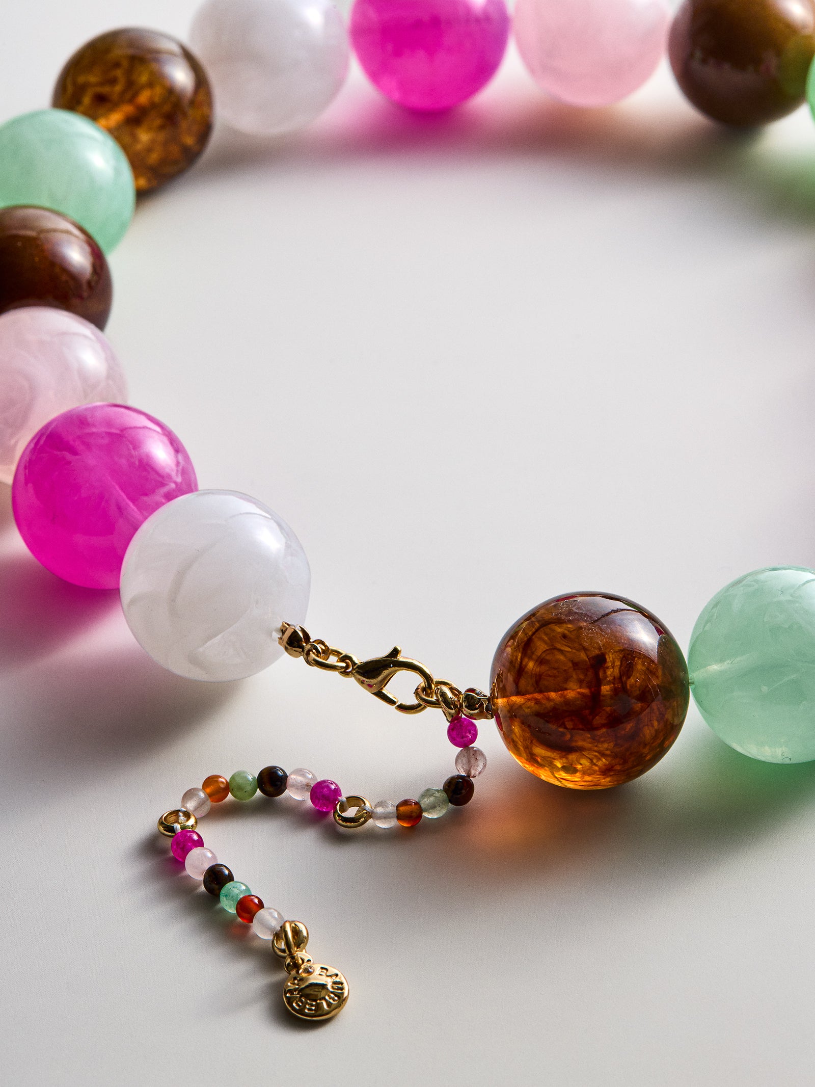 Jane Beaded Necklace - Pink Multi-Blues Comming