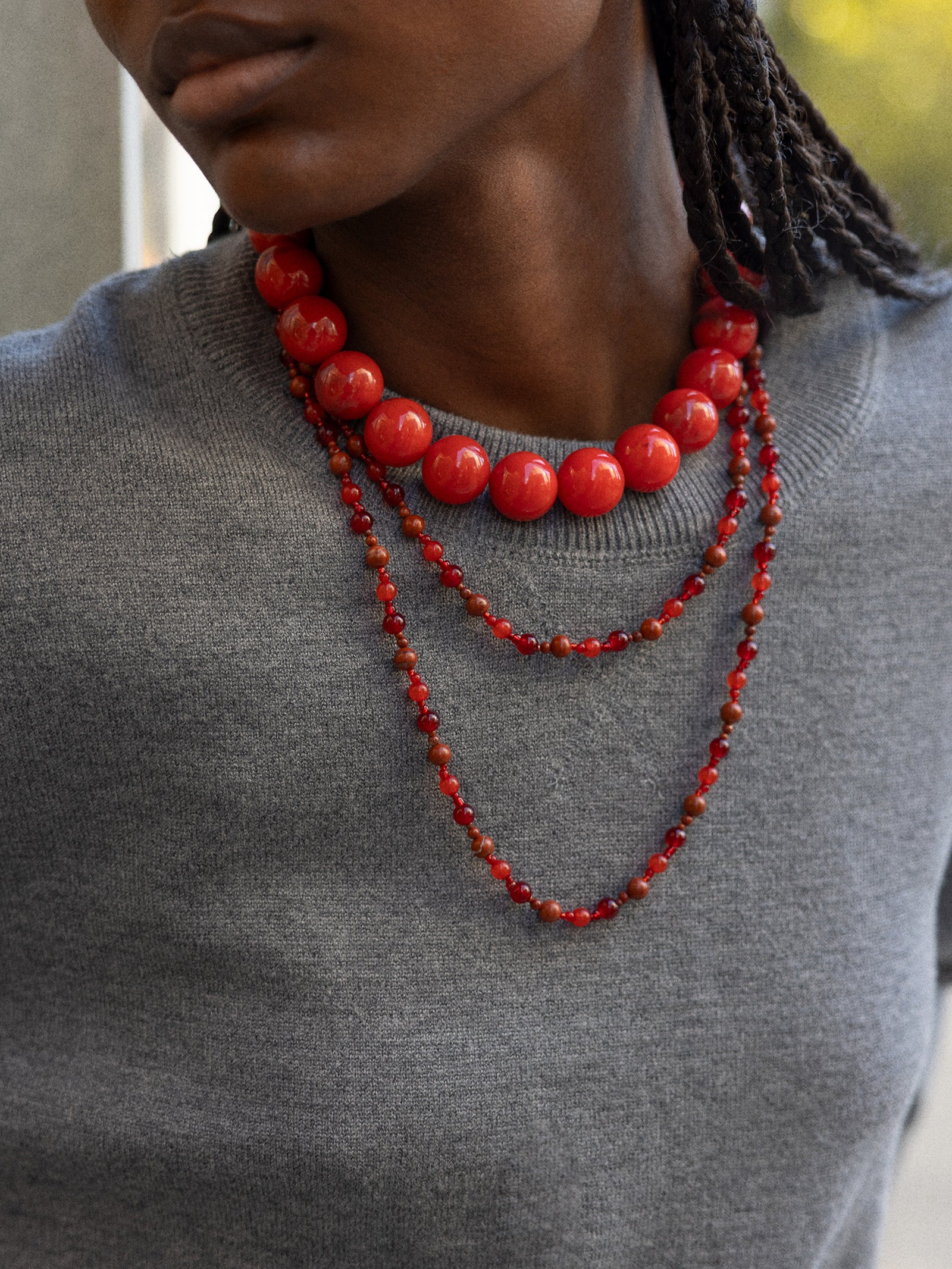 Charlotte Beaded Necklace - Red Jasper-Blues Comming